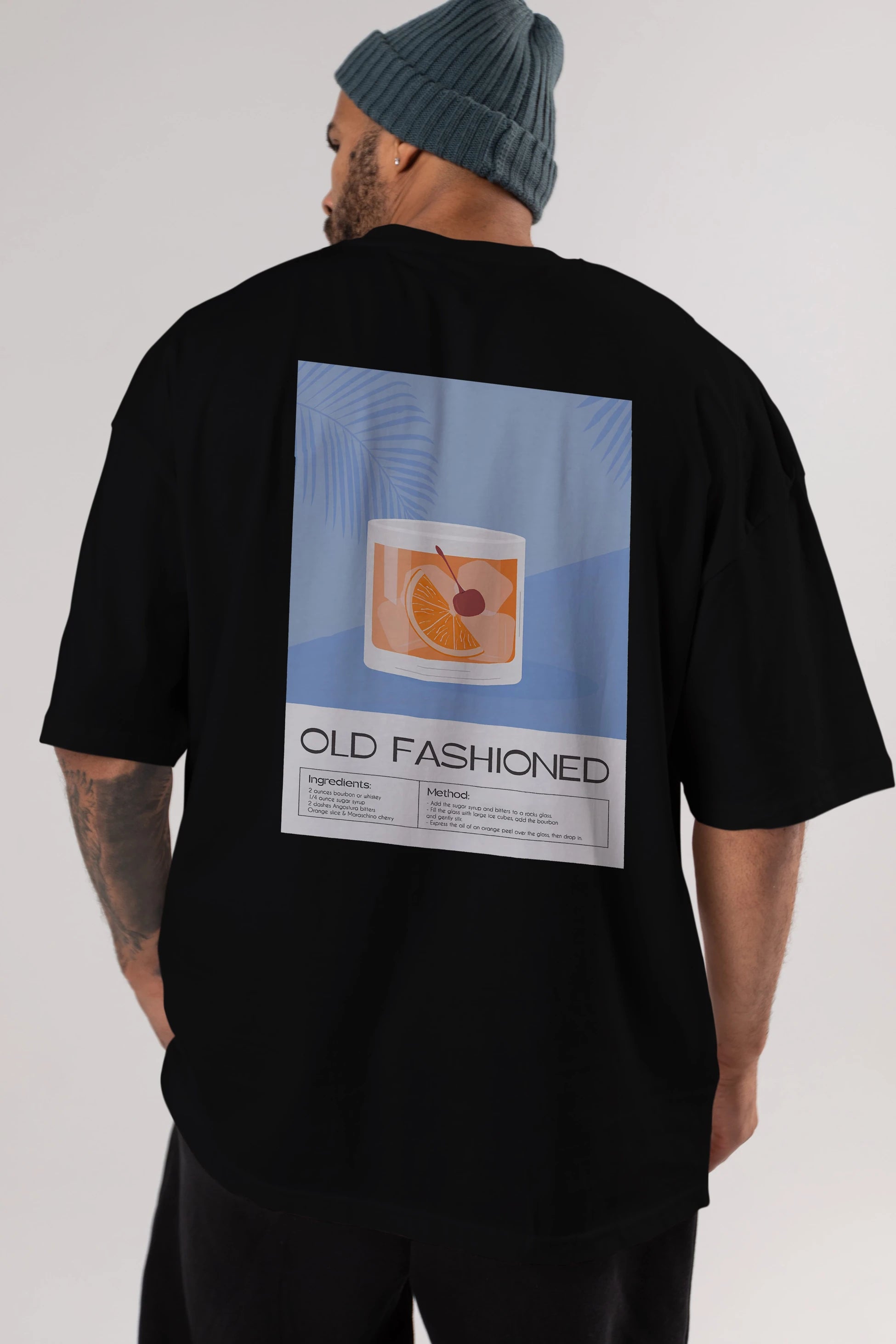 Old Fashioned 3 Arka Baskılı Oversize t-shirt Erkek Kadın Unisex %100 Pamuk Bisiklet Yaka tişort