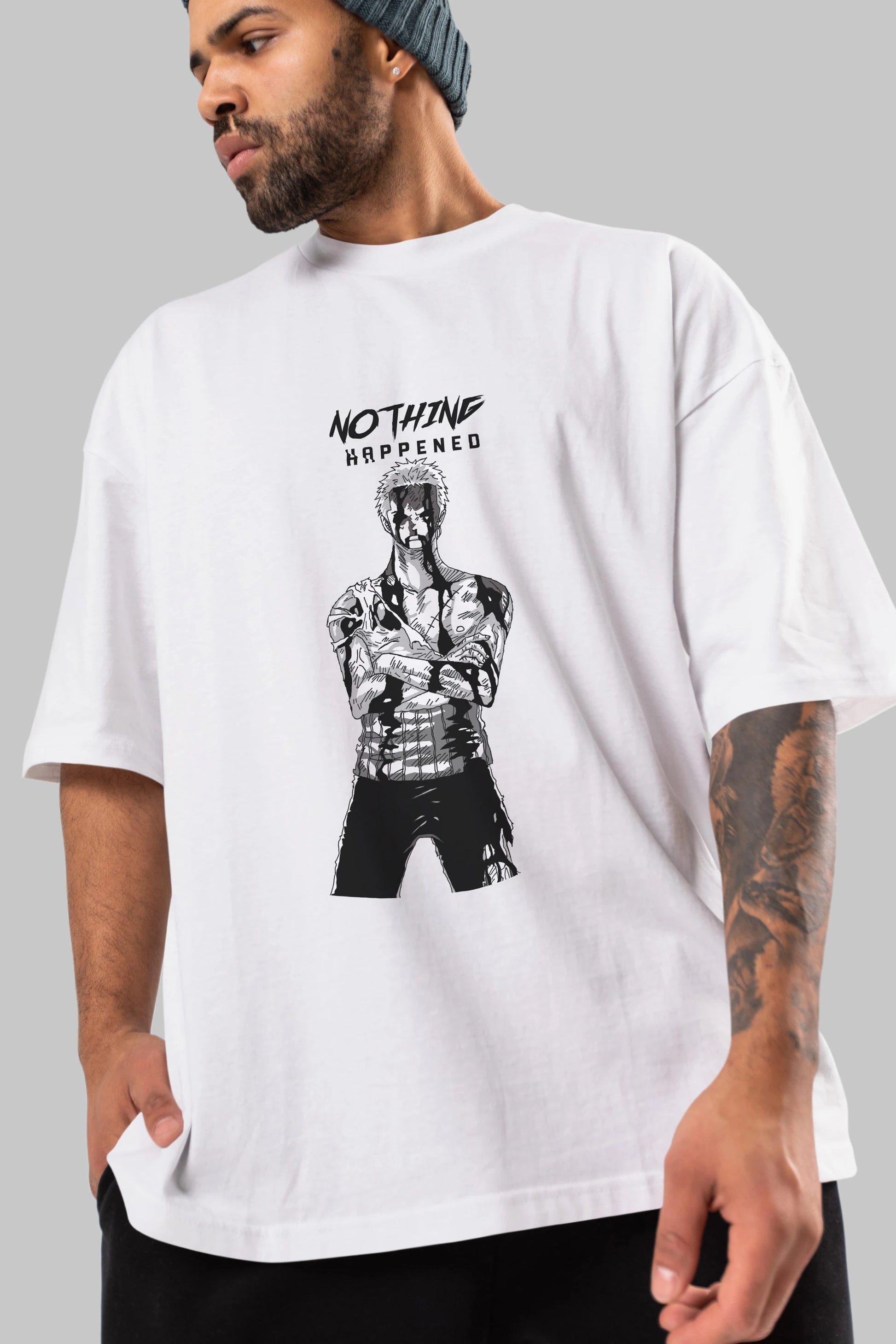 Roronoa Zoro 3 Anime Ön Baskılı Oversize t-shirt Erkek Kadın Unisex
