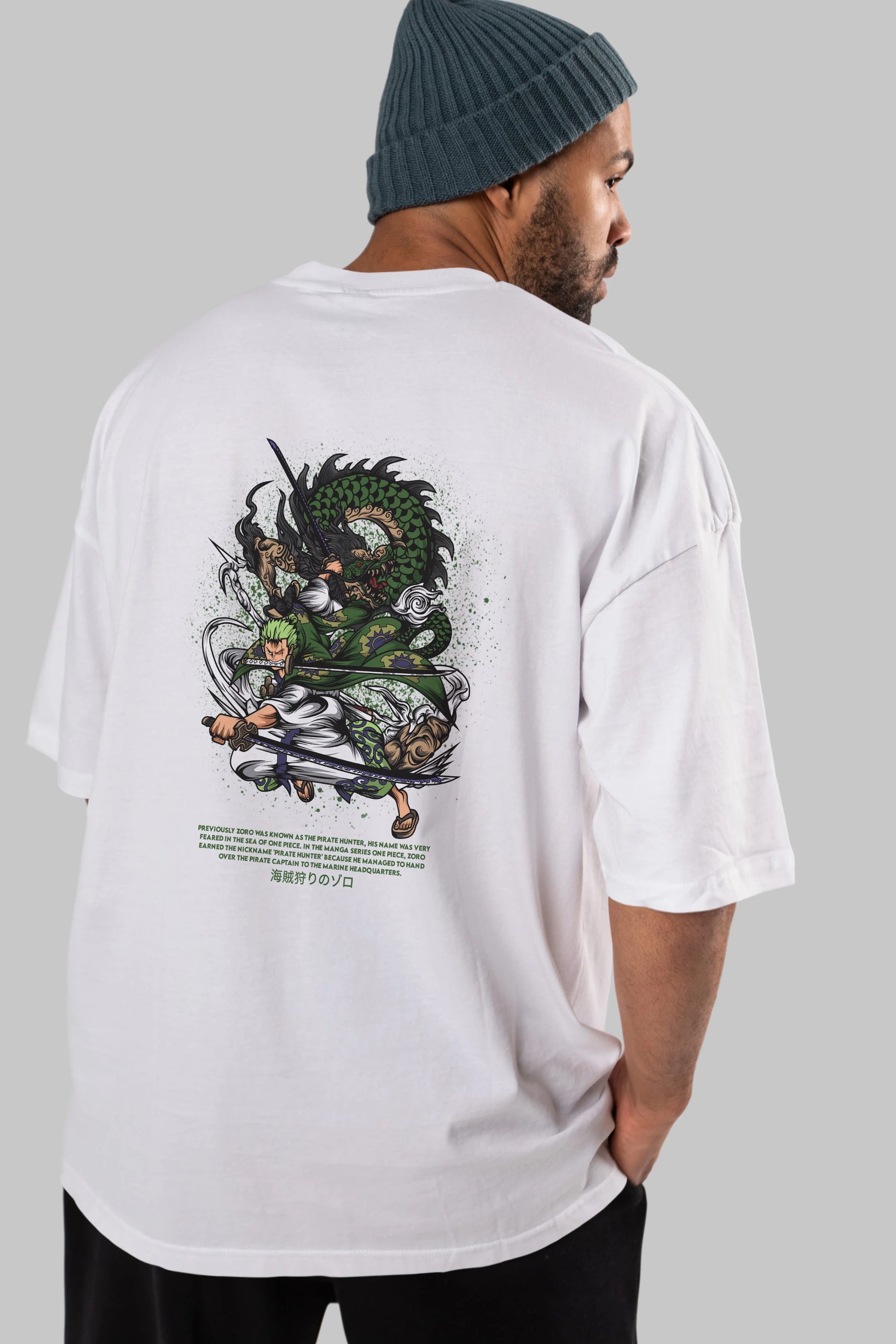 Zoro Anime Arka Baskılı Oversize t-shirt Erkek Kadın Unisex