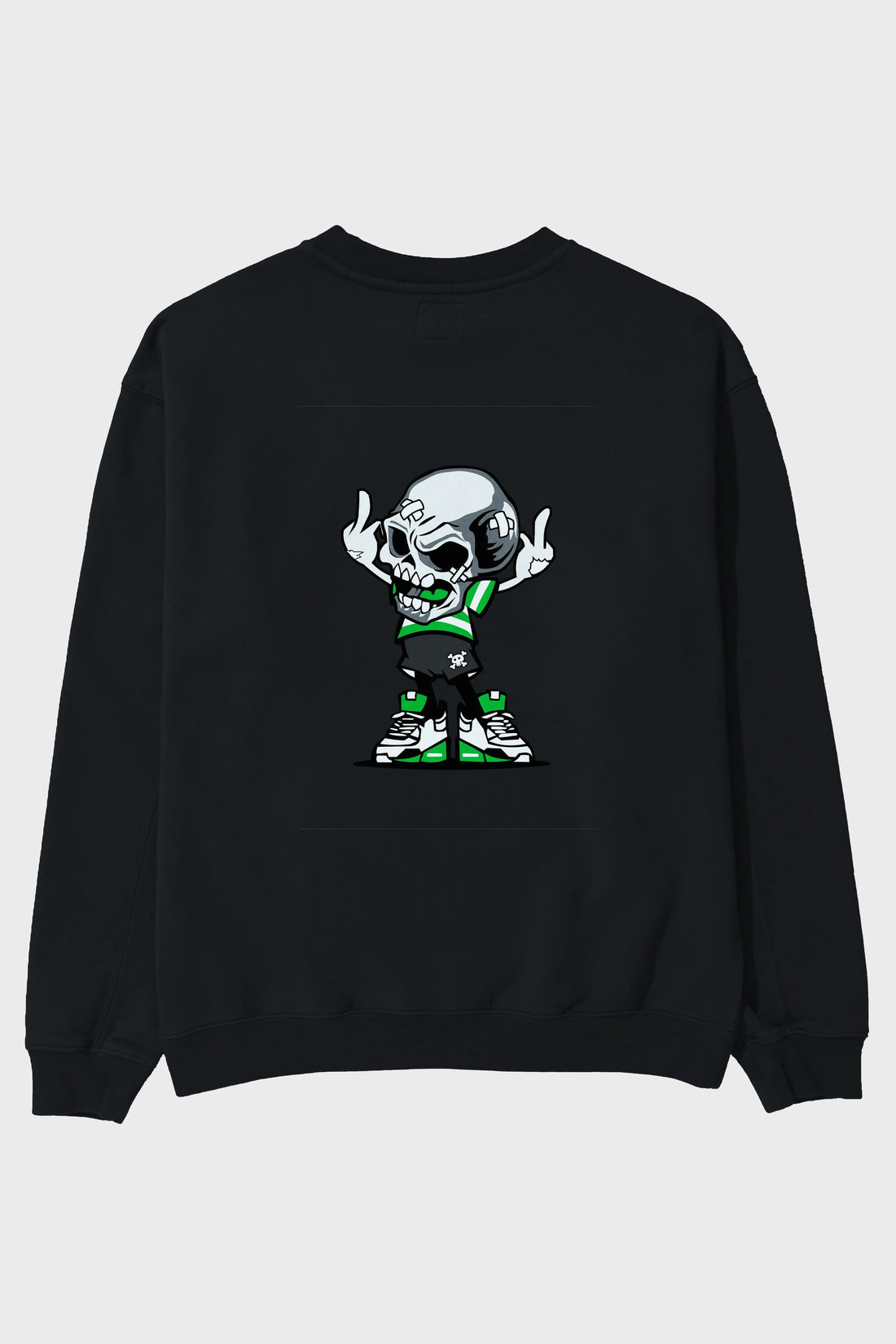 Skull F Hand Arka Baskılı Oversize Sweatshirt Erkek Kadın Unisex