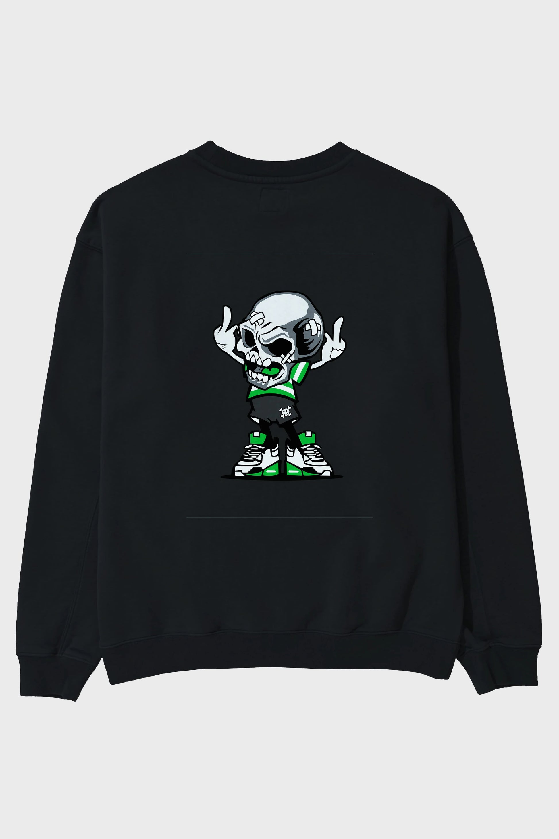 Skull F Hand Arka Baskılı Oversize Sweatshirt Erkek Kadın Unisex