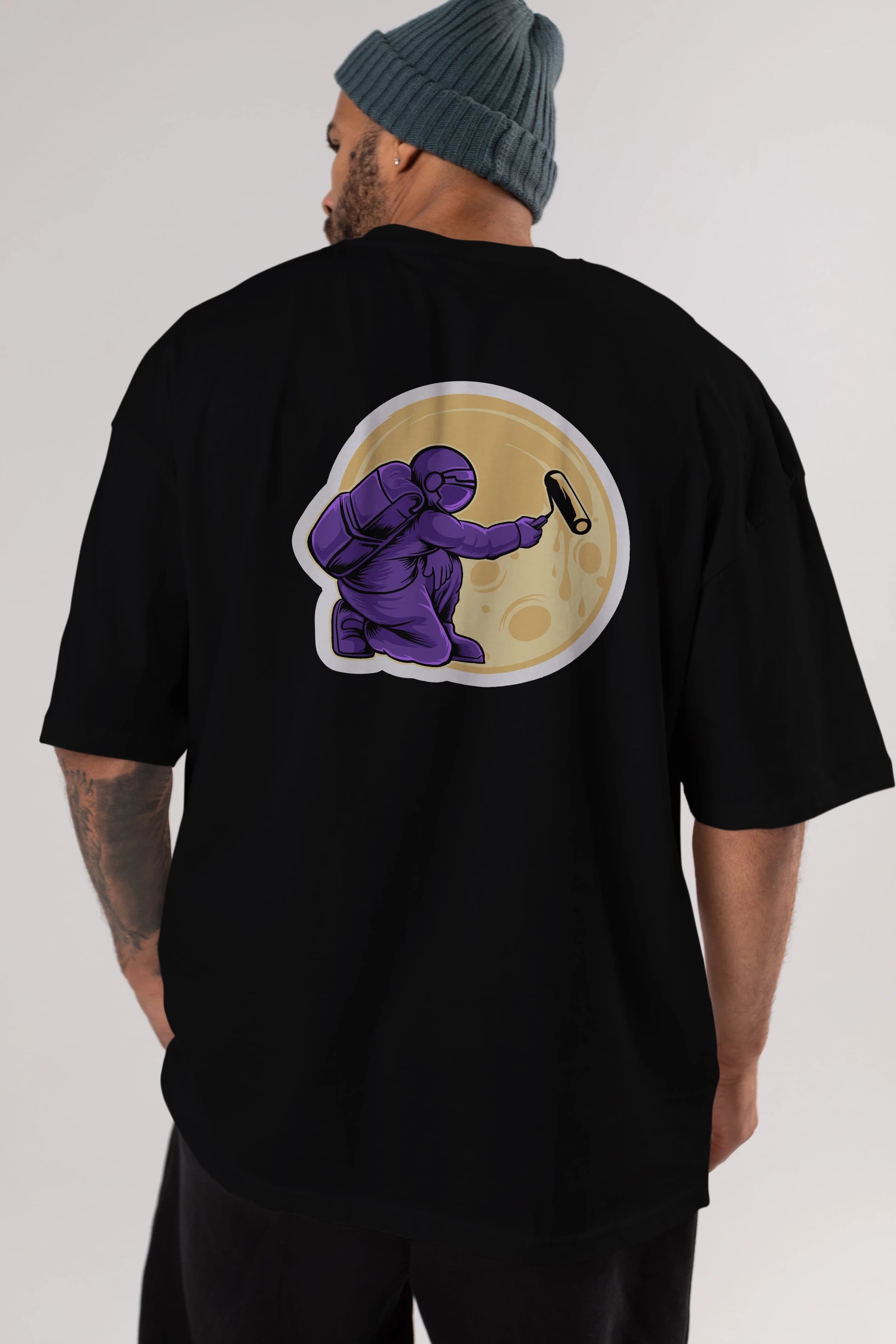 Astropaint Sticker Arka Baskılı Oversize t-shirt Erkek Kadın Unisex