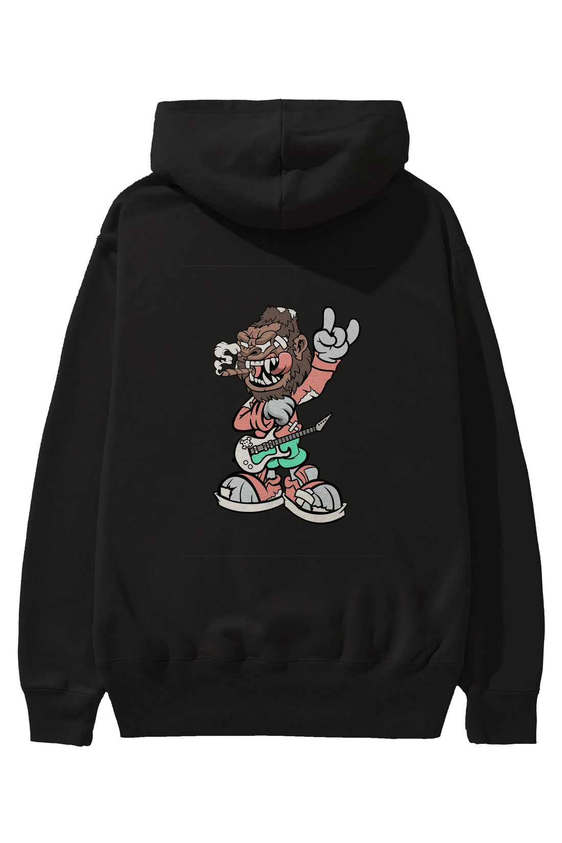 Gorilla Rockstar Arka Baskılı Hoodie Oversize Kapüşonlu Sweatshirt Erkek Kadın Unisex