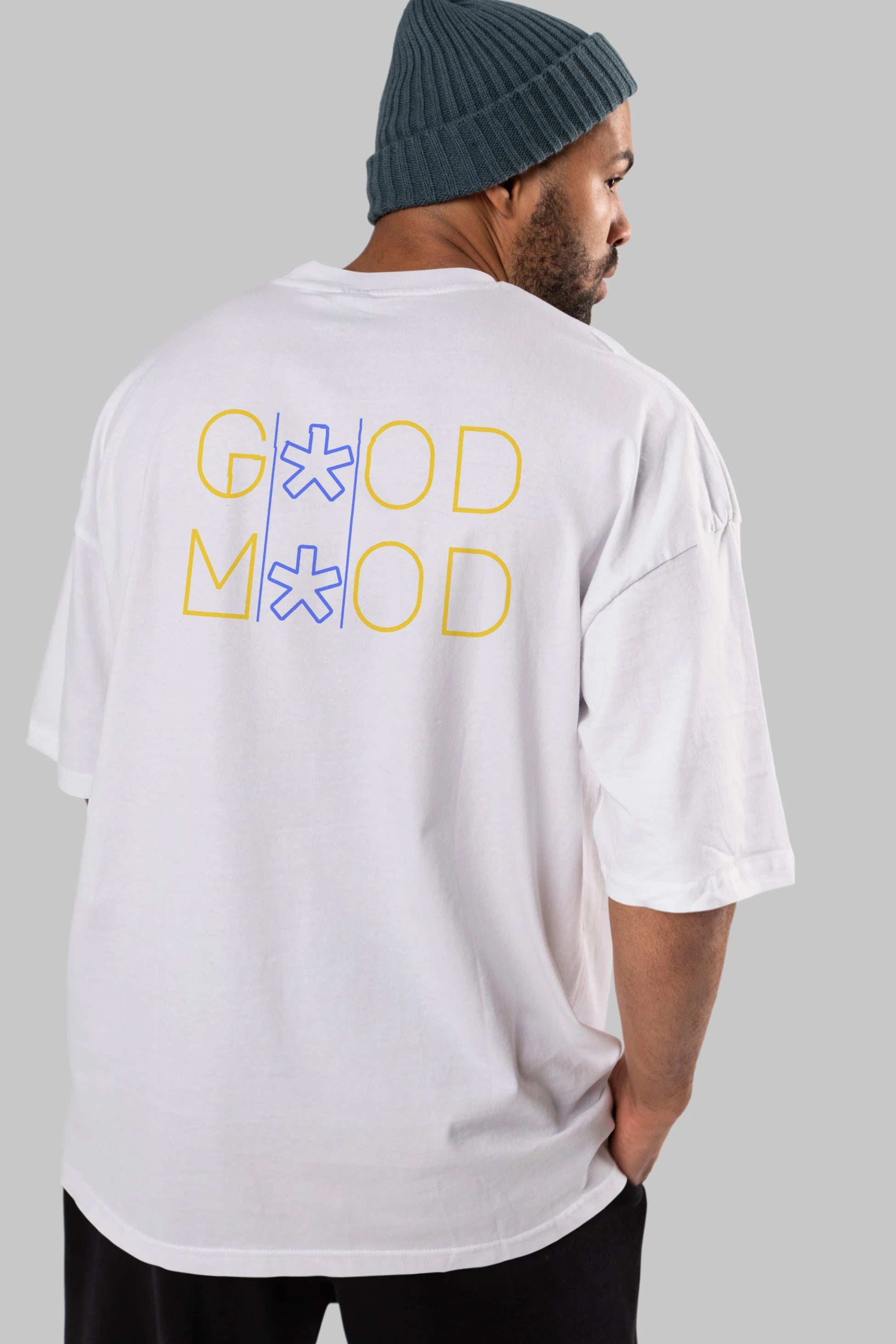 Good Mood Yazılı Arka Baskılı Oversize t-shirt Erkek Kadın Unisex