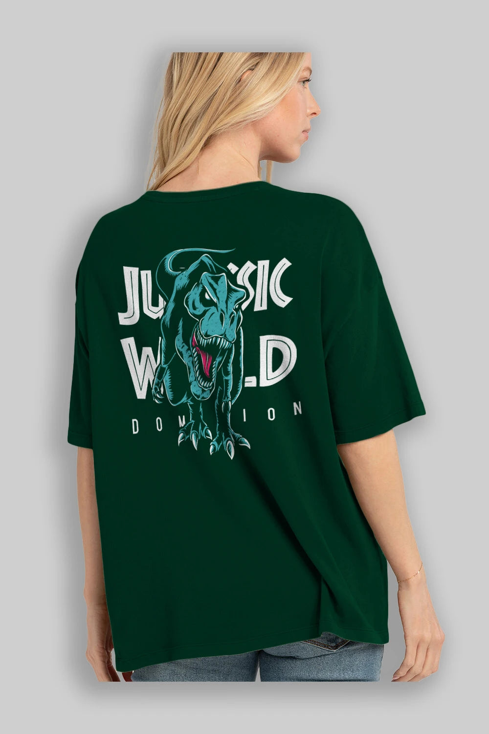 Jurassic Park (1) Arka Baskılı Oversize t-shirt Erkek Kadın Unisex %100 Pamuk Bisiklet Yaka tişort