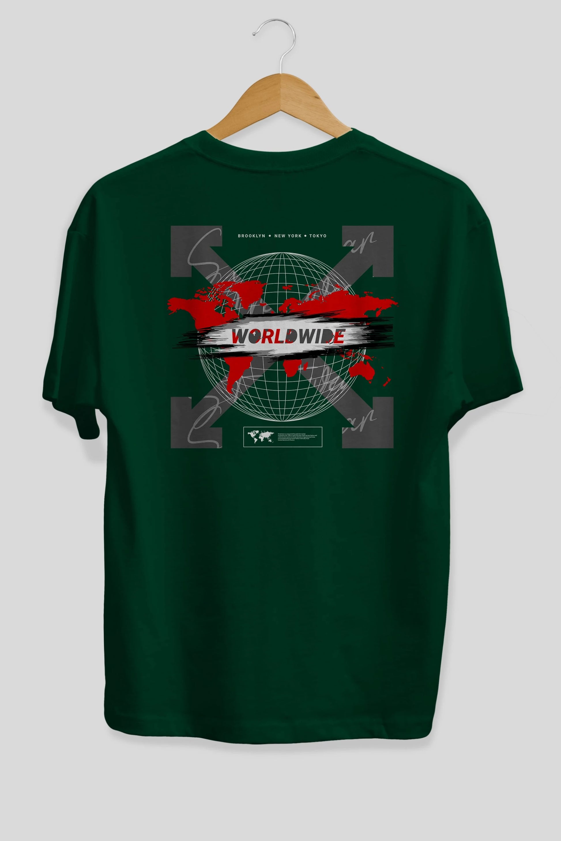 Worldwide Style Arka Baskılı Oversize t-shirt Erkek Kadın Unisex