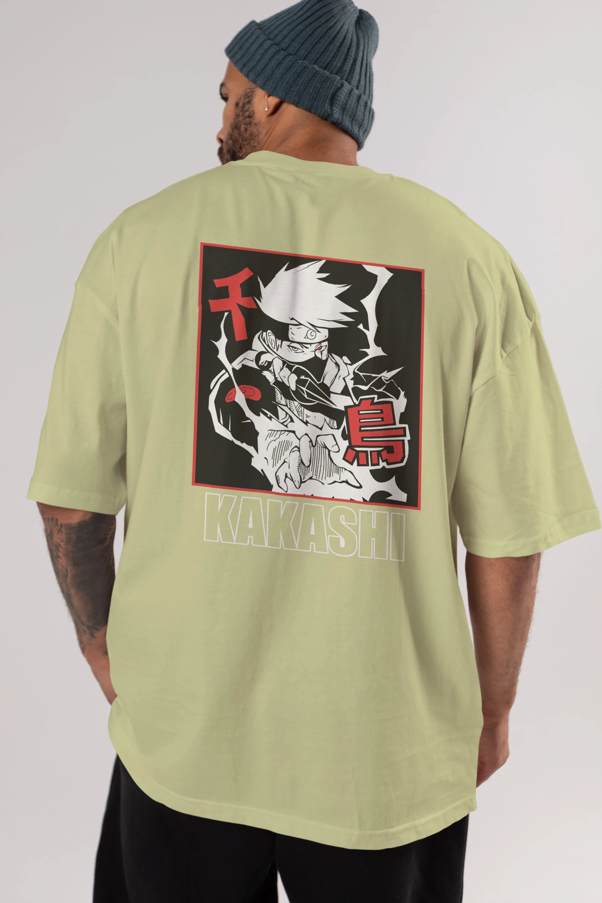 KAKASHI HATAKE NARUTO Anime Arka Baskılı Oversize t-shirt Erkek Kadın Unisex