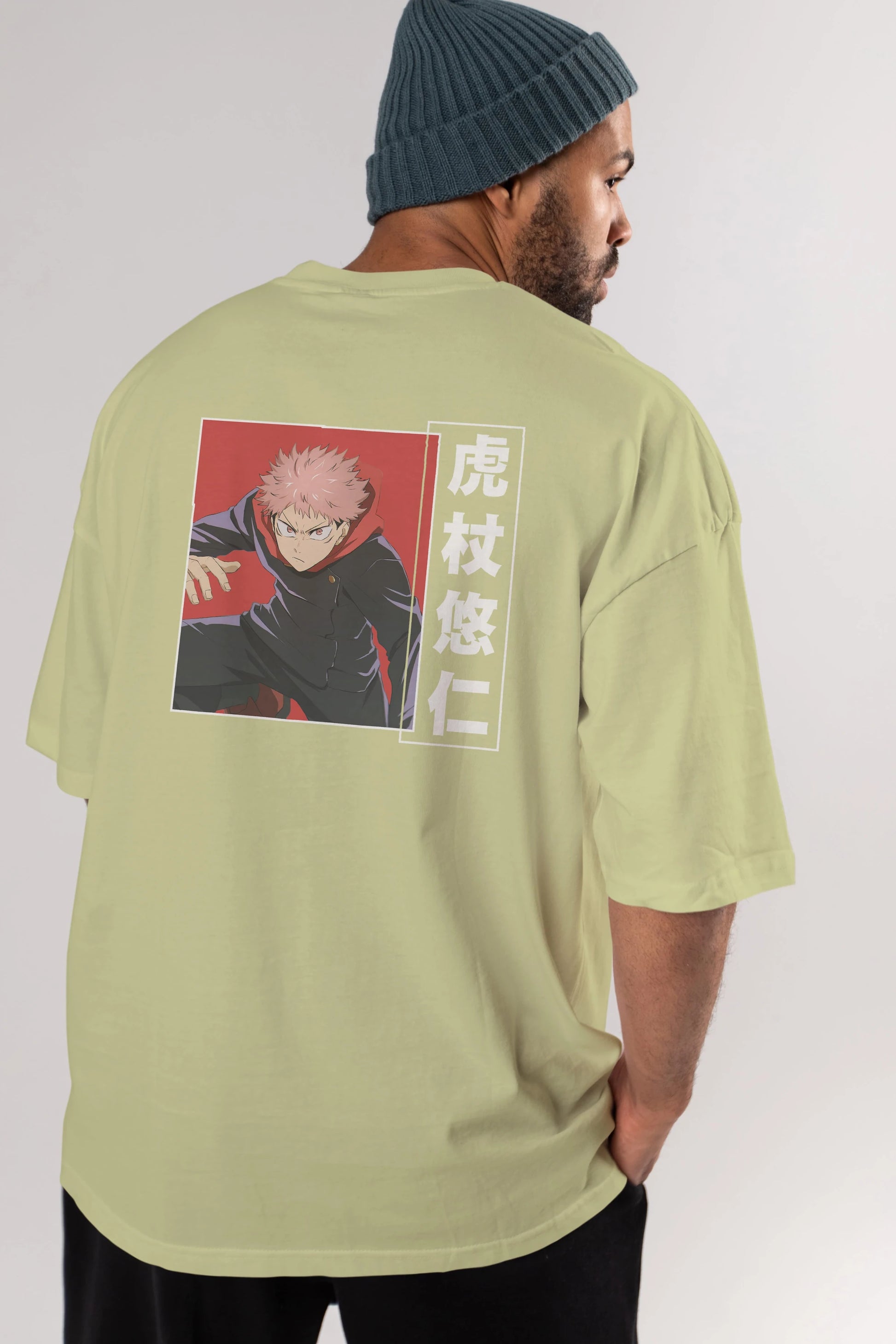 Yuuji Itadori 2 Anime Arka Baskılı Oversize t-shirt Erkek Kadın Unisex