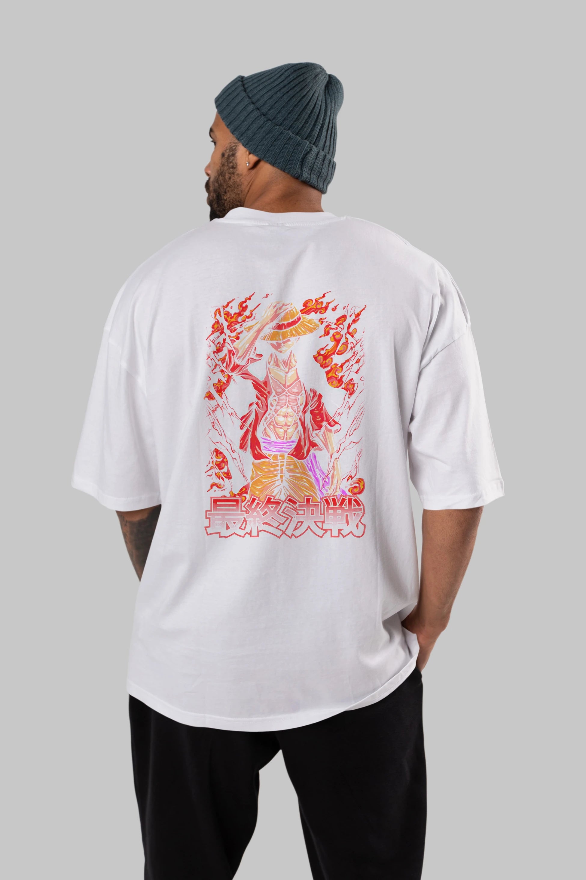 MONKEY D. LUFFY (3) Anime Arka Baskılı Oversize t-shirt Erkek Kadın Unisex
