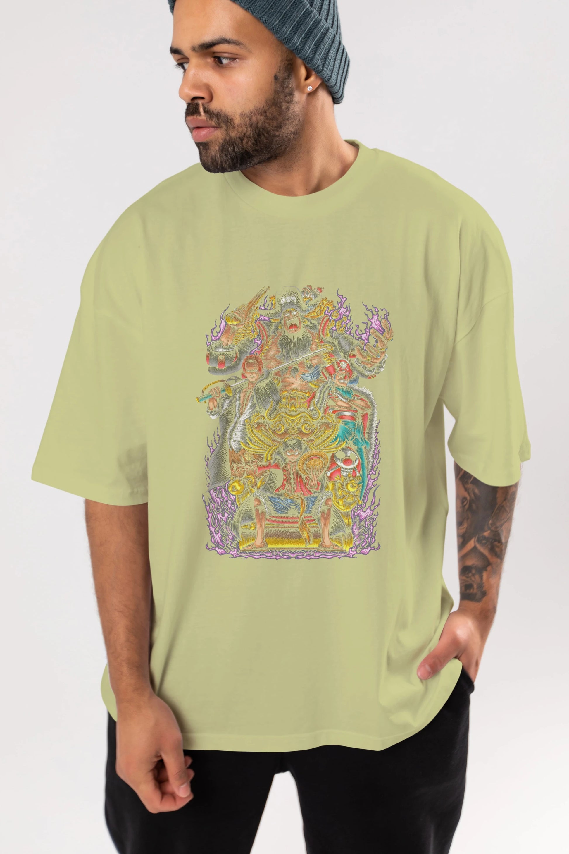 ONE PIECE (8) Anime Ön Baskılı Oversize t-shirt %100 pamuk Erkek Kadın Unisex