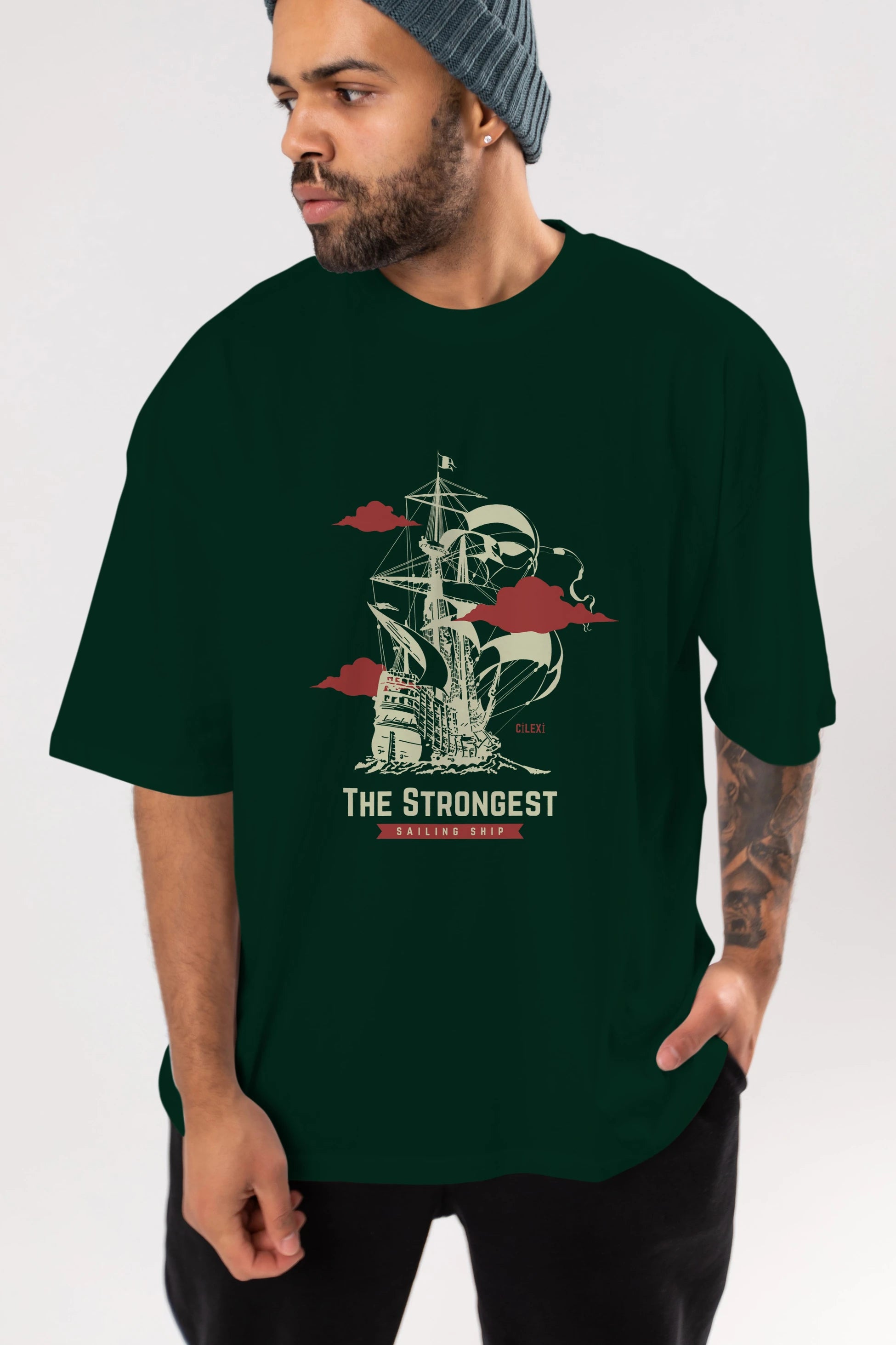 The Strongest Yazılı Ön Baskılı Oversize t-shirt Erkek Kadın Unisex