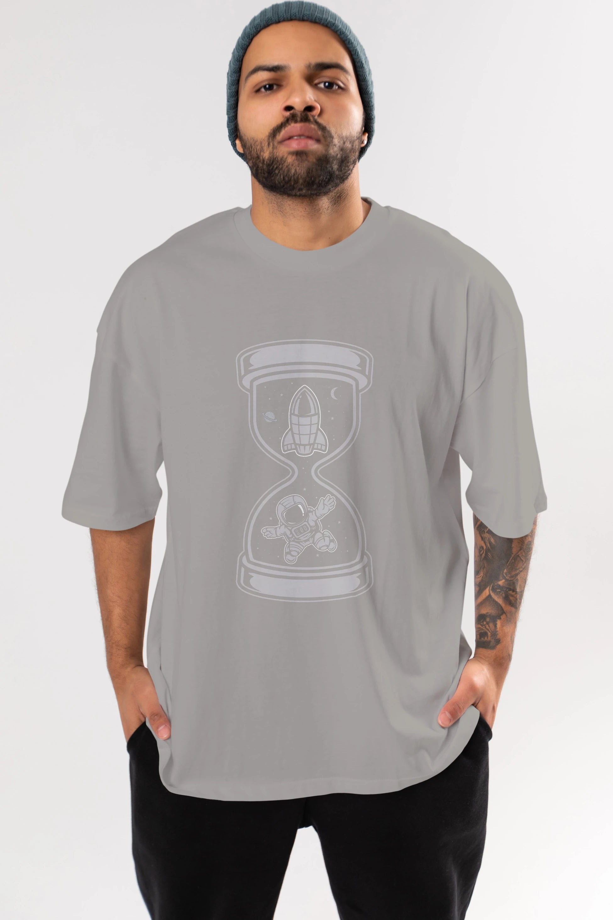 Astronaut Time Ön Baskılı Oversize t-shirt Erkek Kadın Unisex