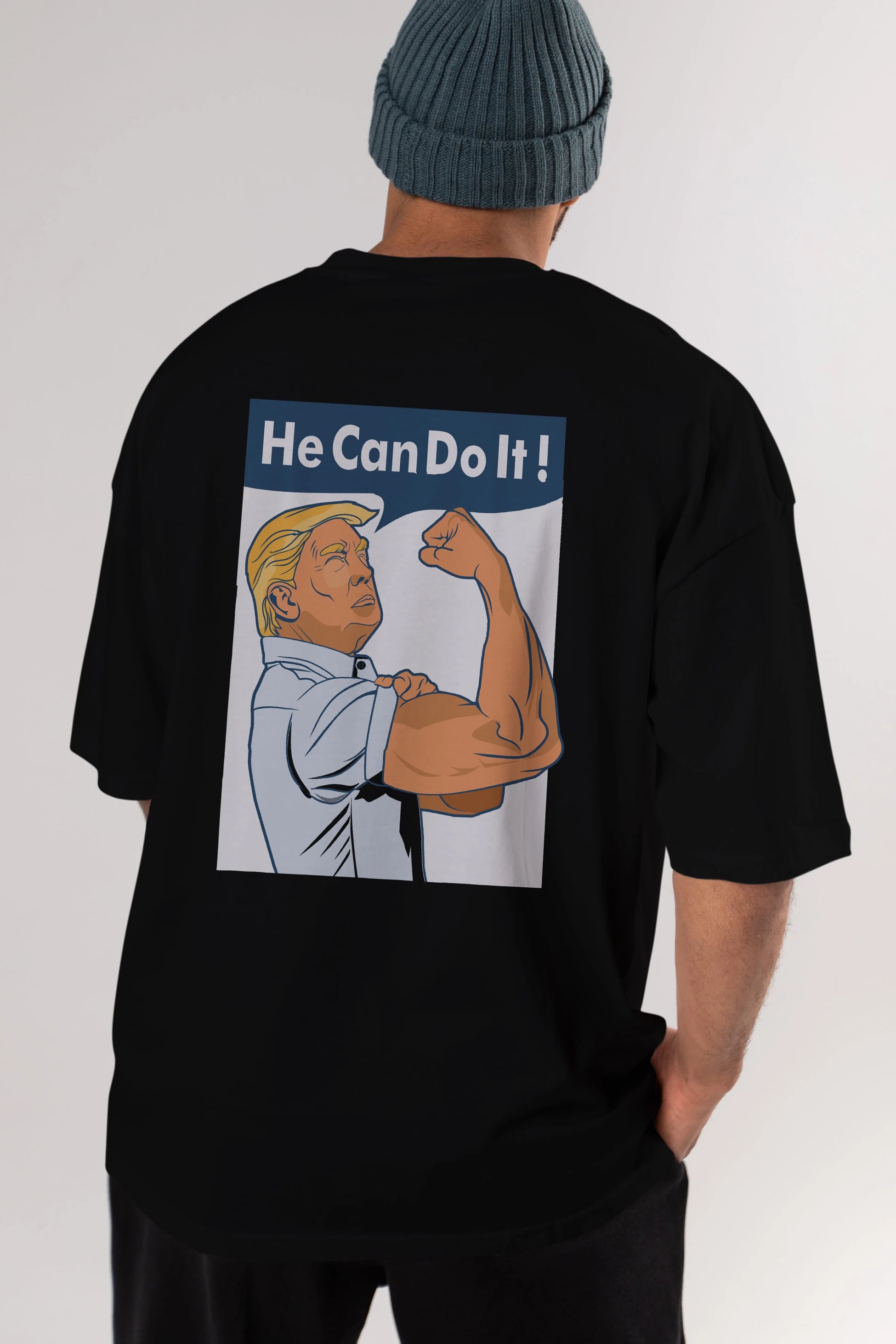 He Can Do It Trump Arka Baskılı Oversize t-shirt Erkek Kadın Unisex %100 Pamuk tişort