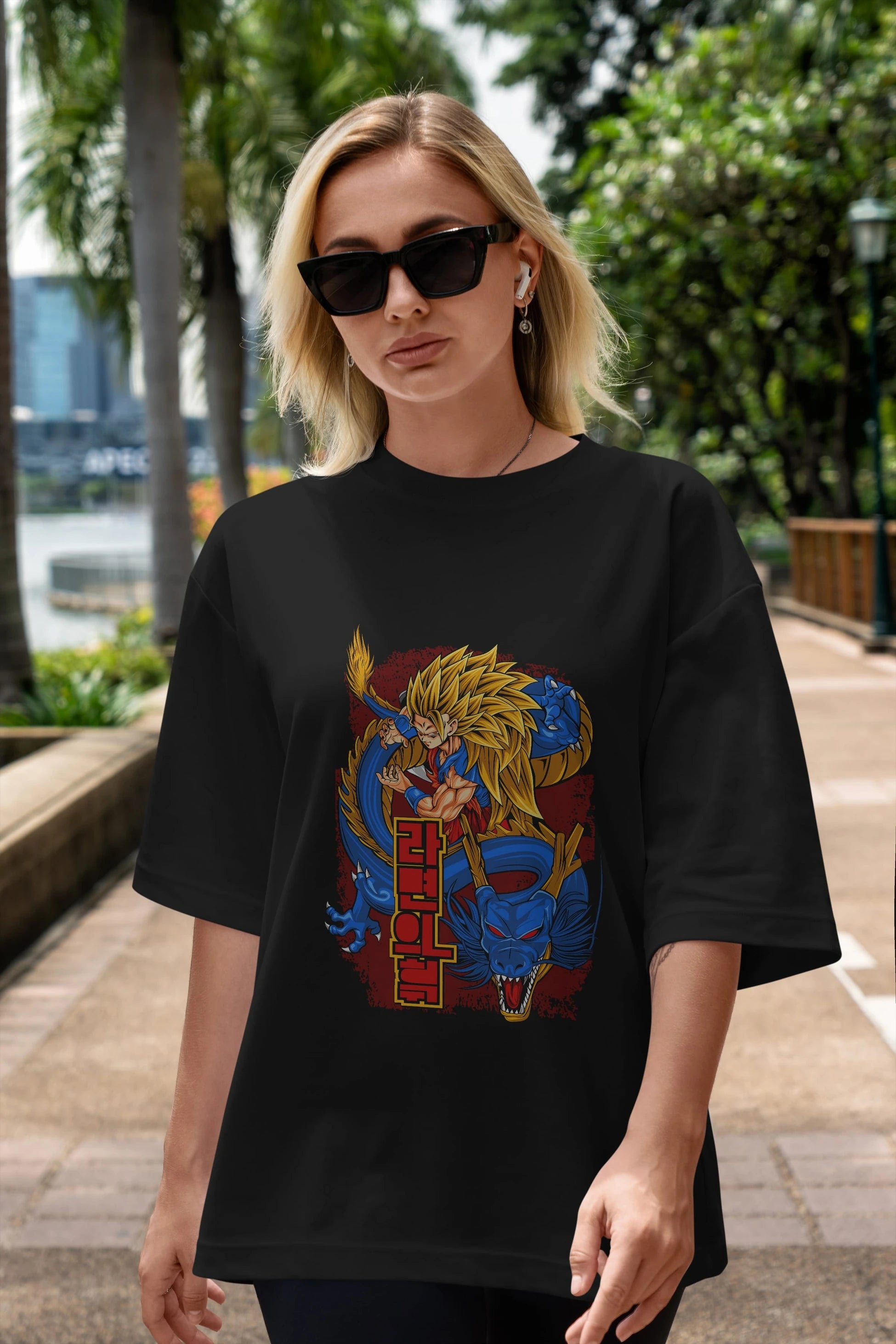 DRAGON BALL Z Anime Ön Baskılı Oversize t-shirt %100 pamuk Erkek Kadın Unisex