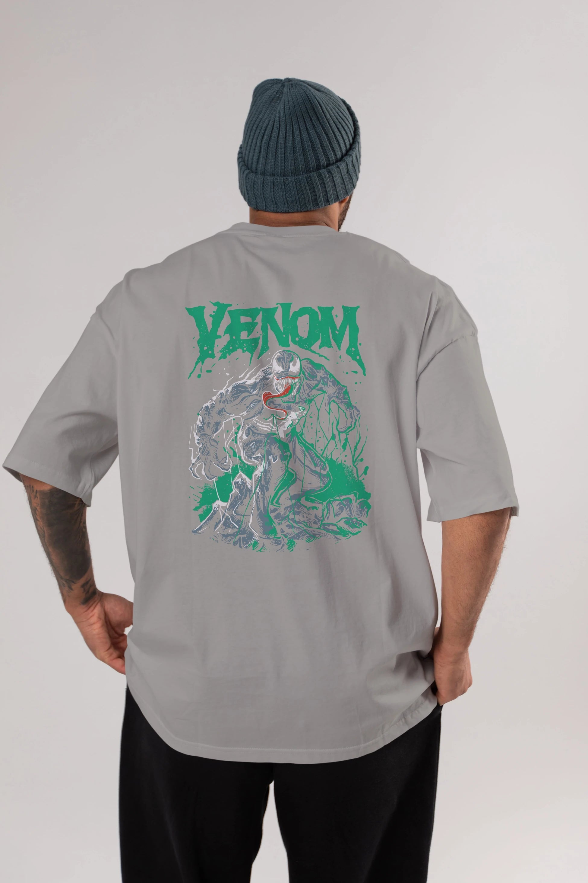 Venom (3) Arka Baskılı Oversize t-shirt Erkek Kadın Unisex %100 Pamuk Bisiklet Yaka tişort