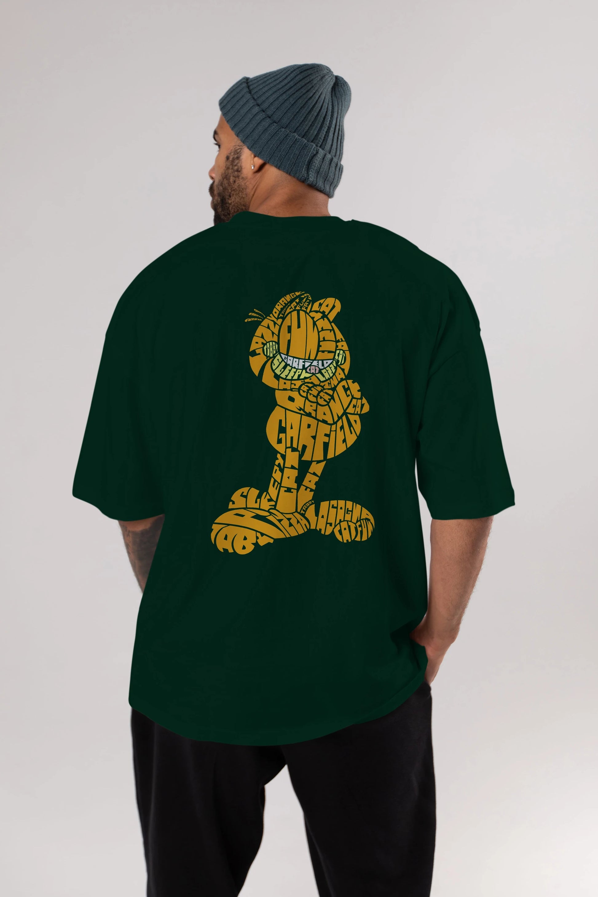 Garfield Arka Baskılı Oversize t-shirt %100 pamuk Erkek Kadın Unisex