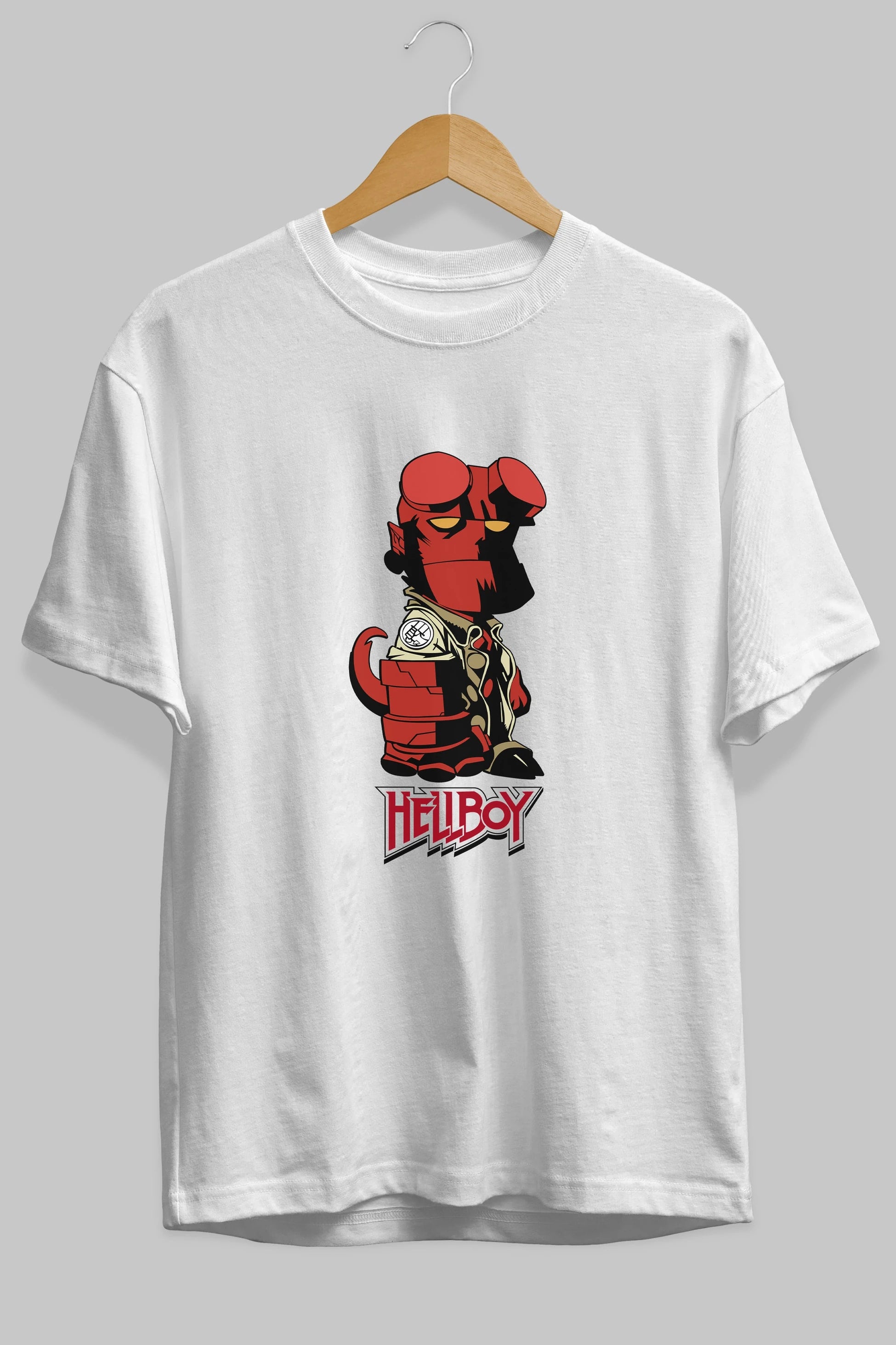 Hellboy (1) Ön Baskılı Oversize t-shirt Erkek Kadın Unisex %100 Pamuk Bisiklet Yaka tişort