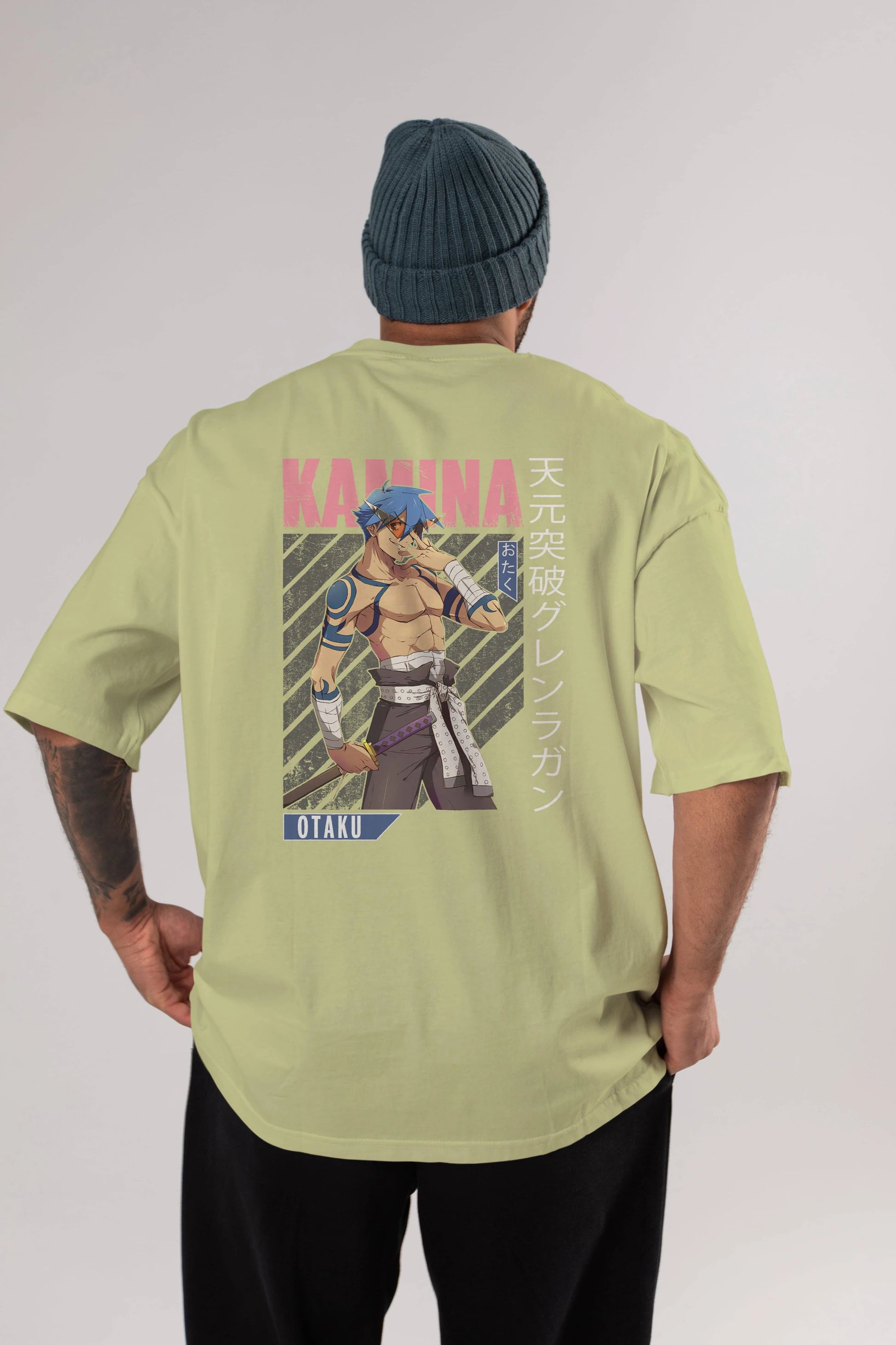 Kamina 5 Anime Arka Baskılı Oversize t-shirt Erkek Kadın Unisex