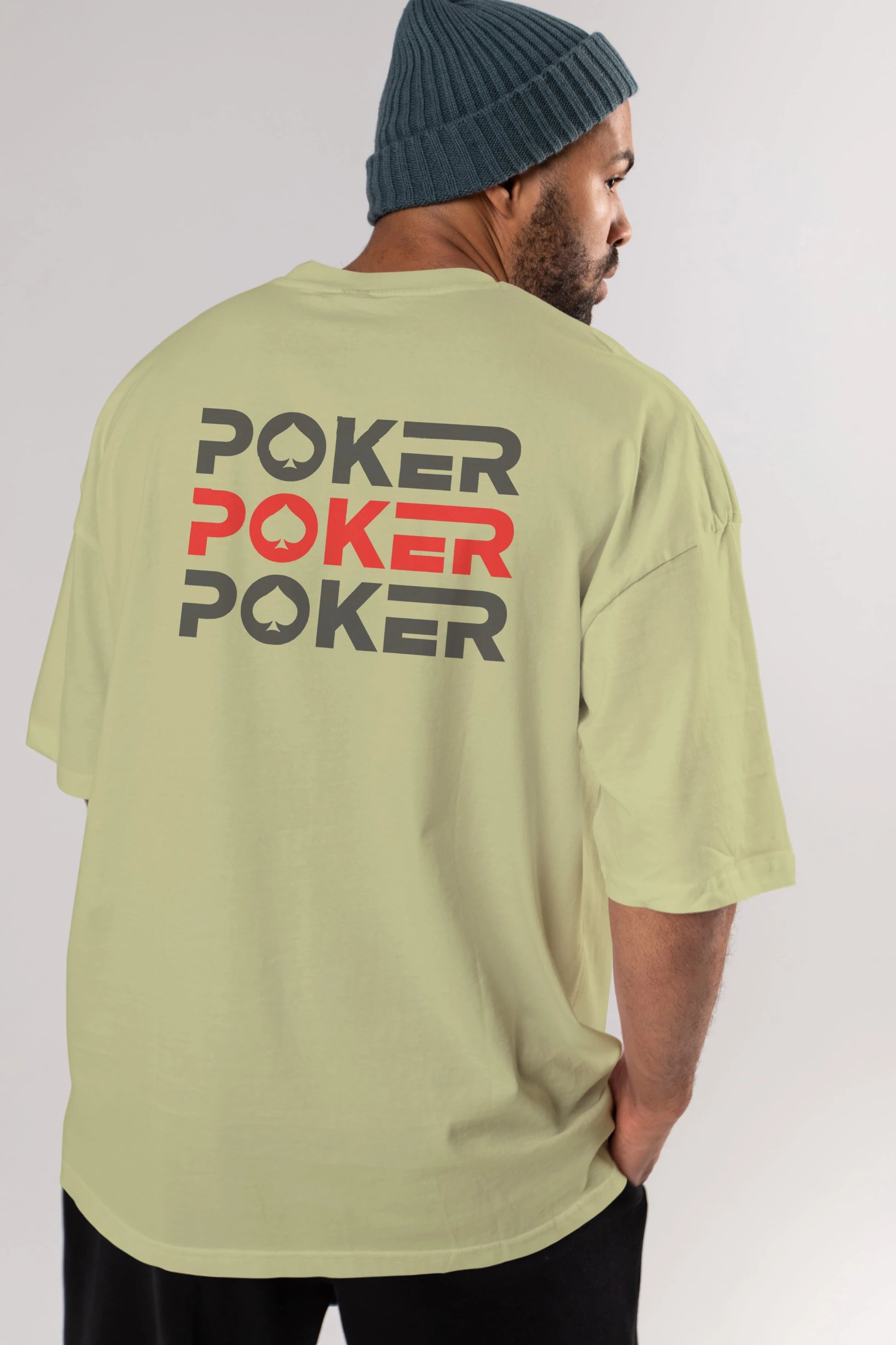 Poker Arka Baskılı Oversize t-shirt Erkek Kadın Unisex