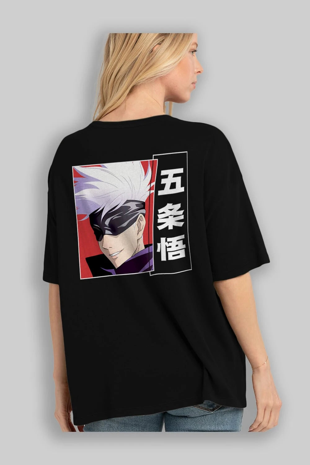 SATORU GOJO Anime Arka Baskılı Oversize t-shirt Erkek Kadın Unisex
