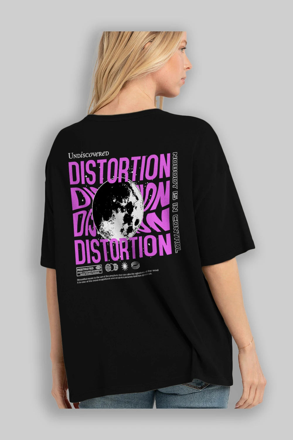 Distortion Arka Baskılı Oversize t-shirt Erkek Kadın Unisex