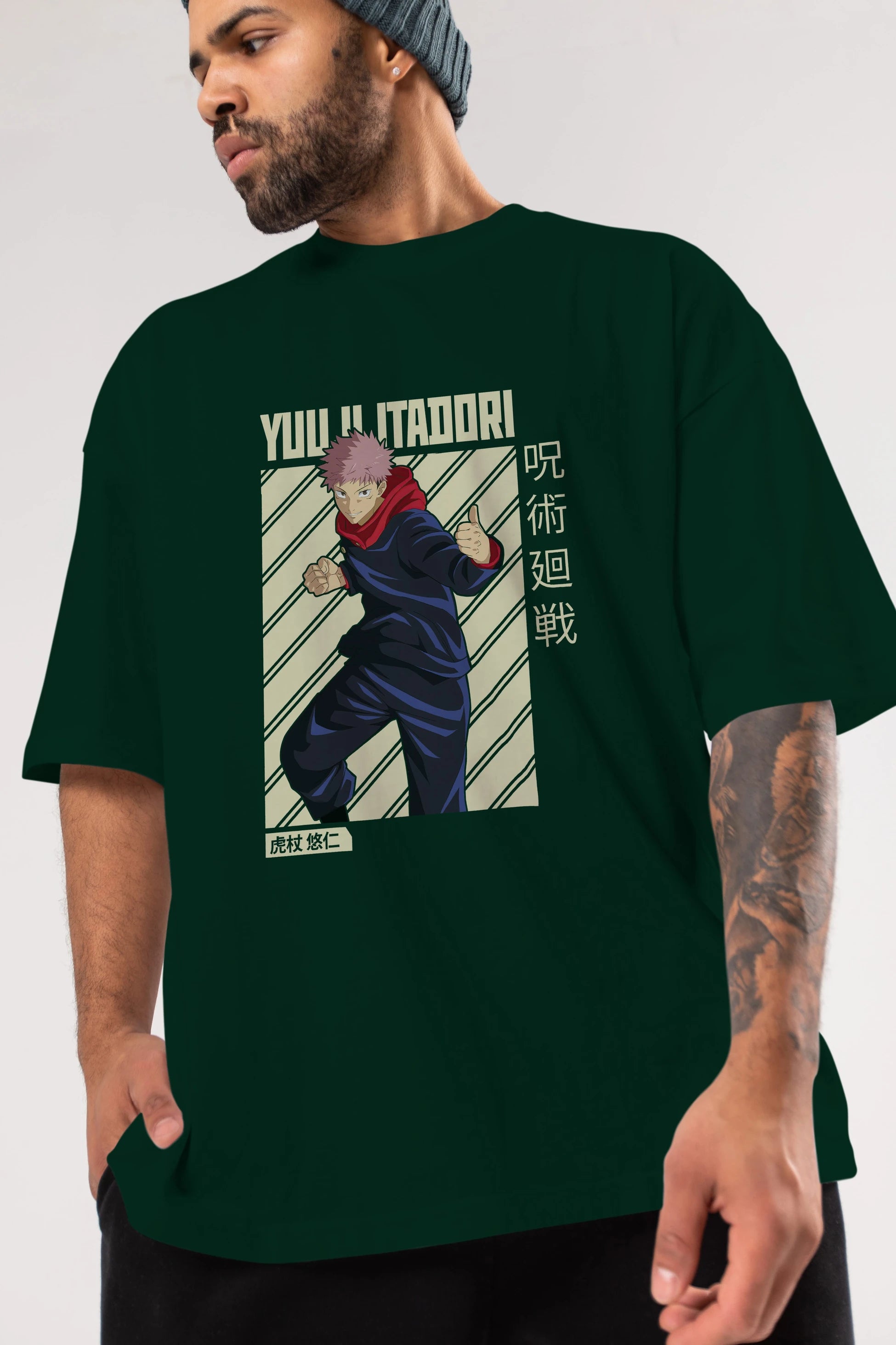 Yuuji Itadori 1 Anime Ön Baskılı Oversize t-shirt %100 pamuk Erkek Kadın Unisex
