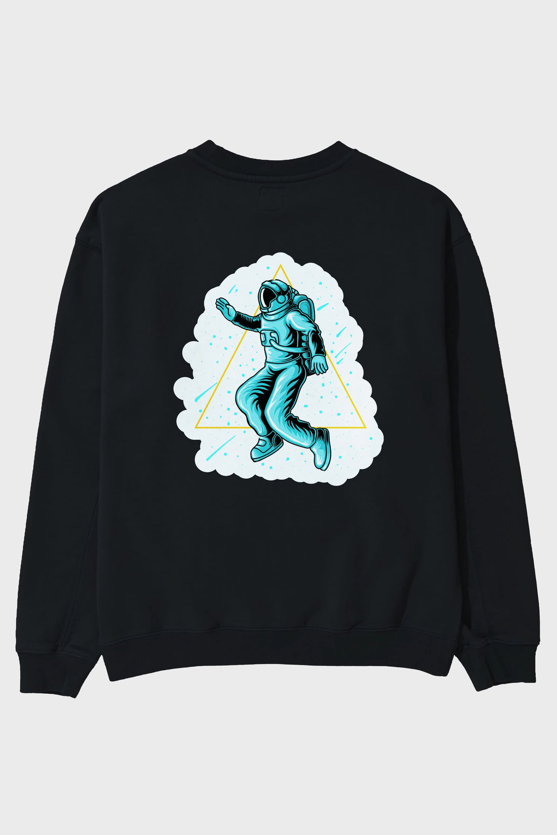 Astronaut Starry Triangle Sticker Arka Baskılı Oversize Sweatshirt Erkek Kadın Unisex