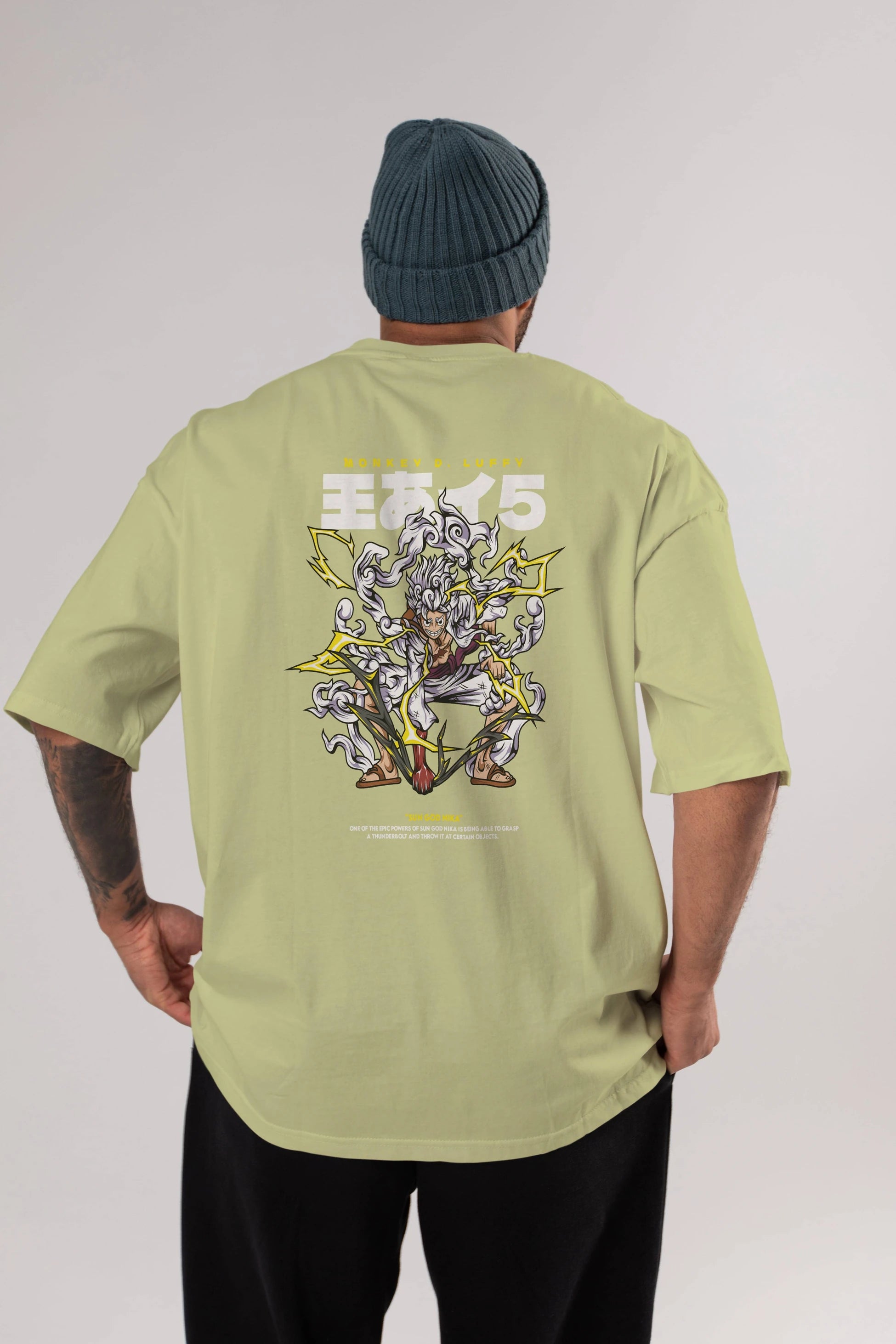 Monkey D. Luffy GEAR5 1 Anime Arka Baskılı Oversize t-shirt Erkek Kadın Unisex