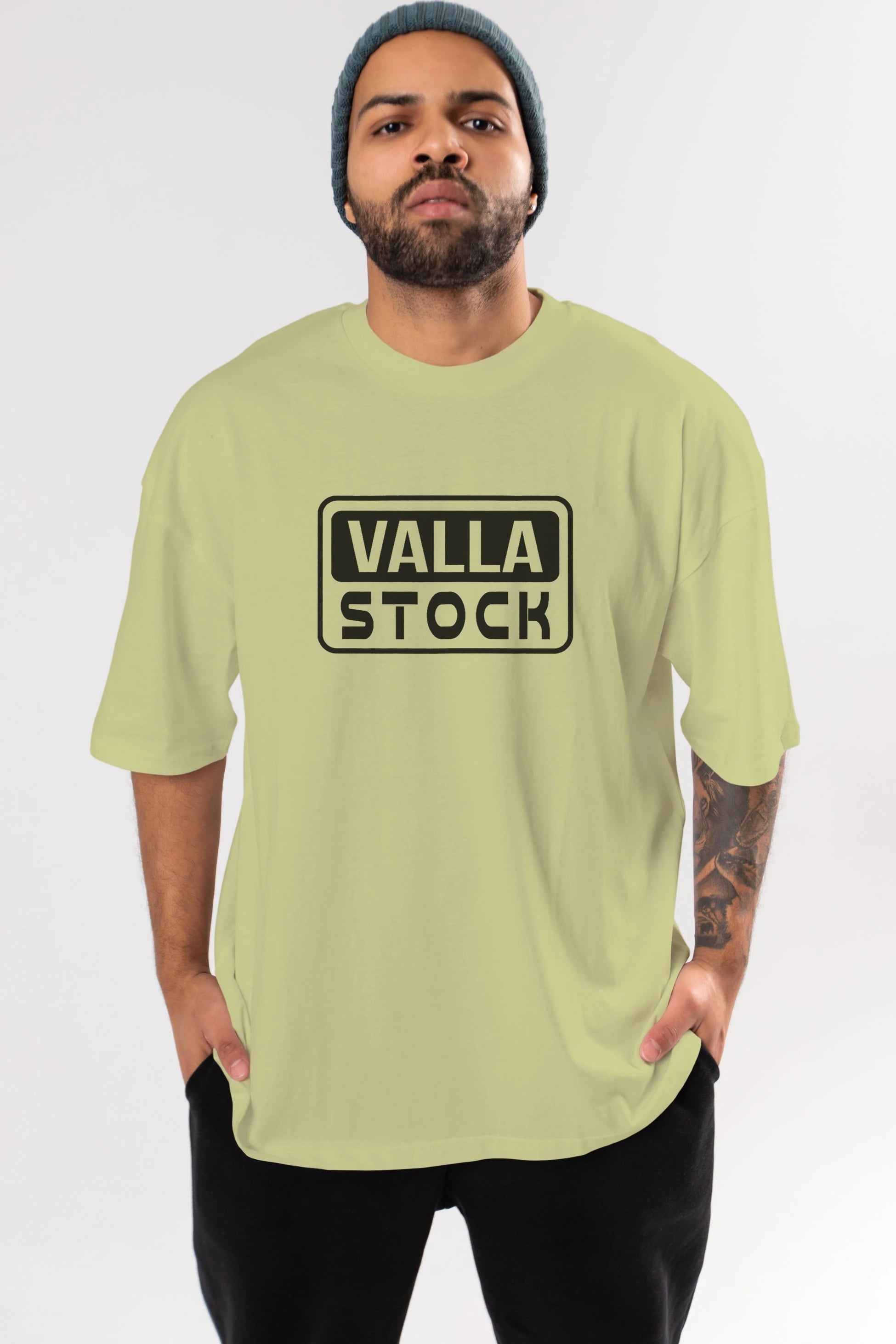 Valla Stock Ön Baskılı Oversize t-shirt %100 pamuk Erkek Kadın Unisex