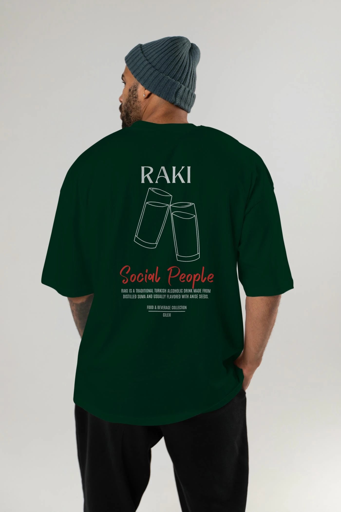 Rakı Kokteyl Serisi Baskılı Oversize t-shirt Erkek Kadın Unisex %100 Pamuk Bisiklet Yaka tişort