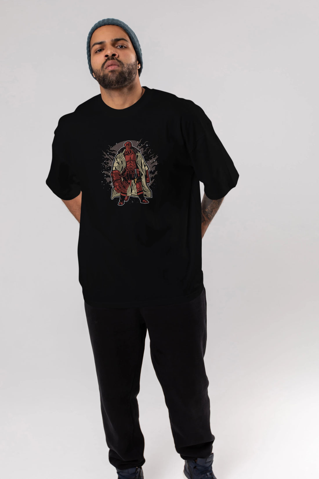 Hellboy Ön Baskılı Oversize t-shirt Erkek Kadın Unisex %100 Pamuk tişort