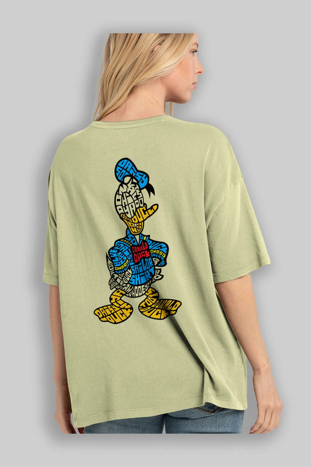 Donald Arka Baskılı Oversize t-shirt %100 pamuk Erkek Kadın Unisex