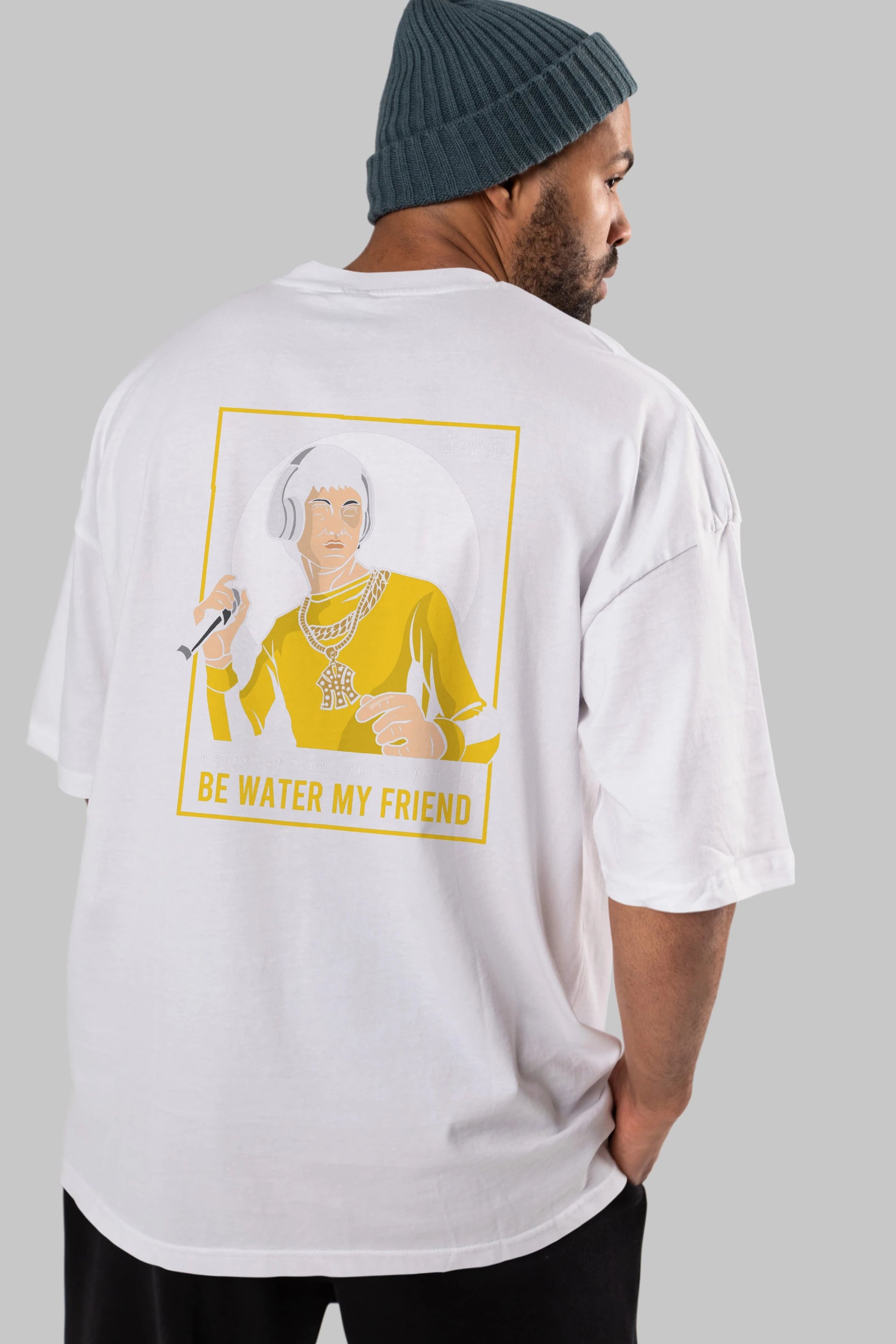 Bruce Lee Rapper Arka Baskılı Oversize t-shirt Erkek Kadın Unisex %100 Pamuk tişort