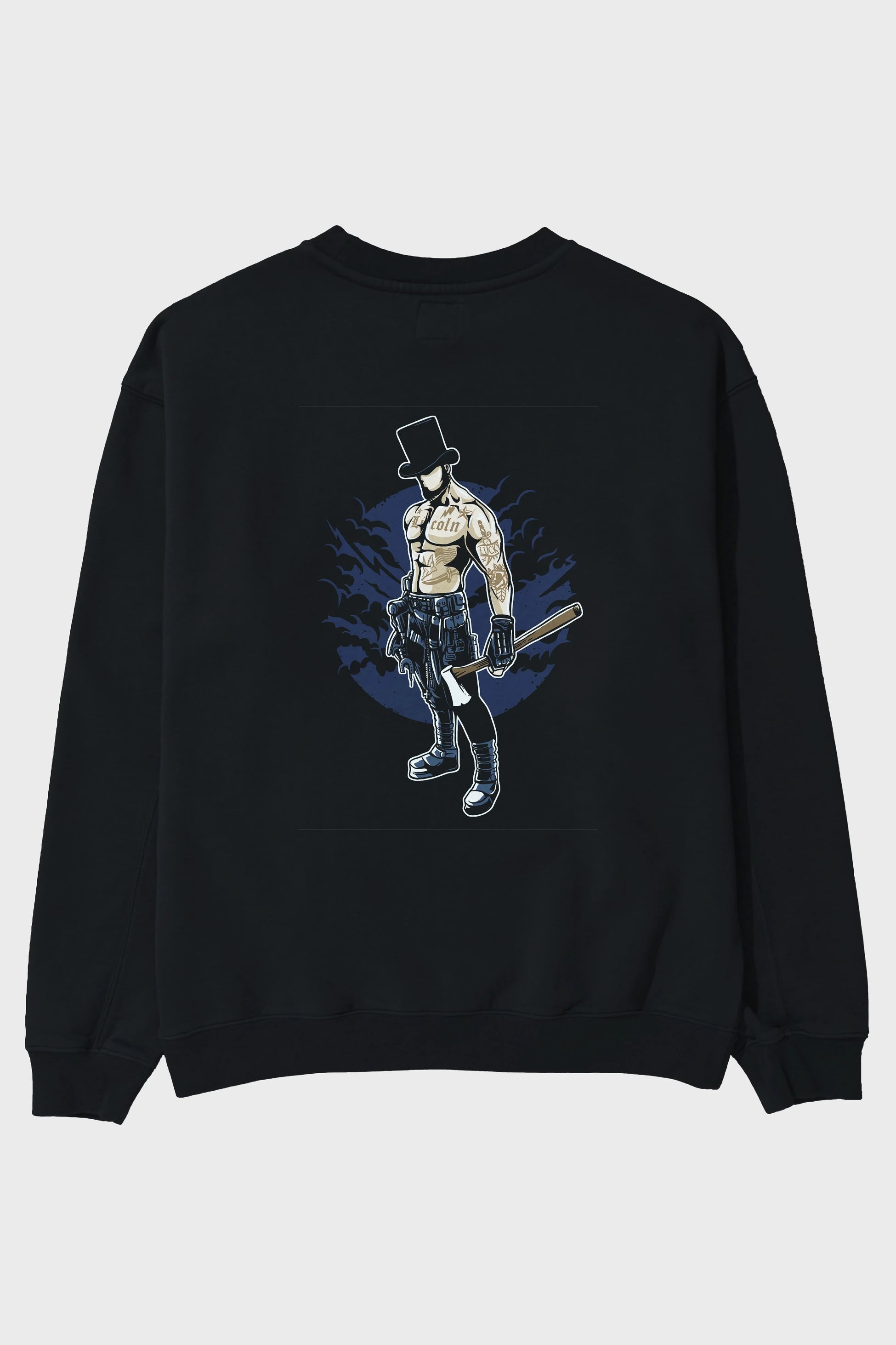Lincoln Arka Baskılı Oversize Sweatshirt Erkek Kadın Unisex