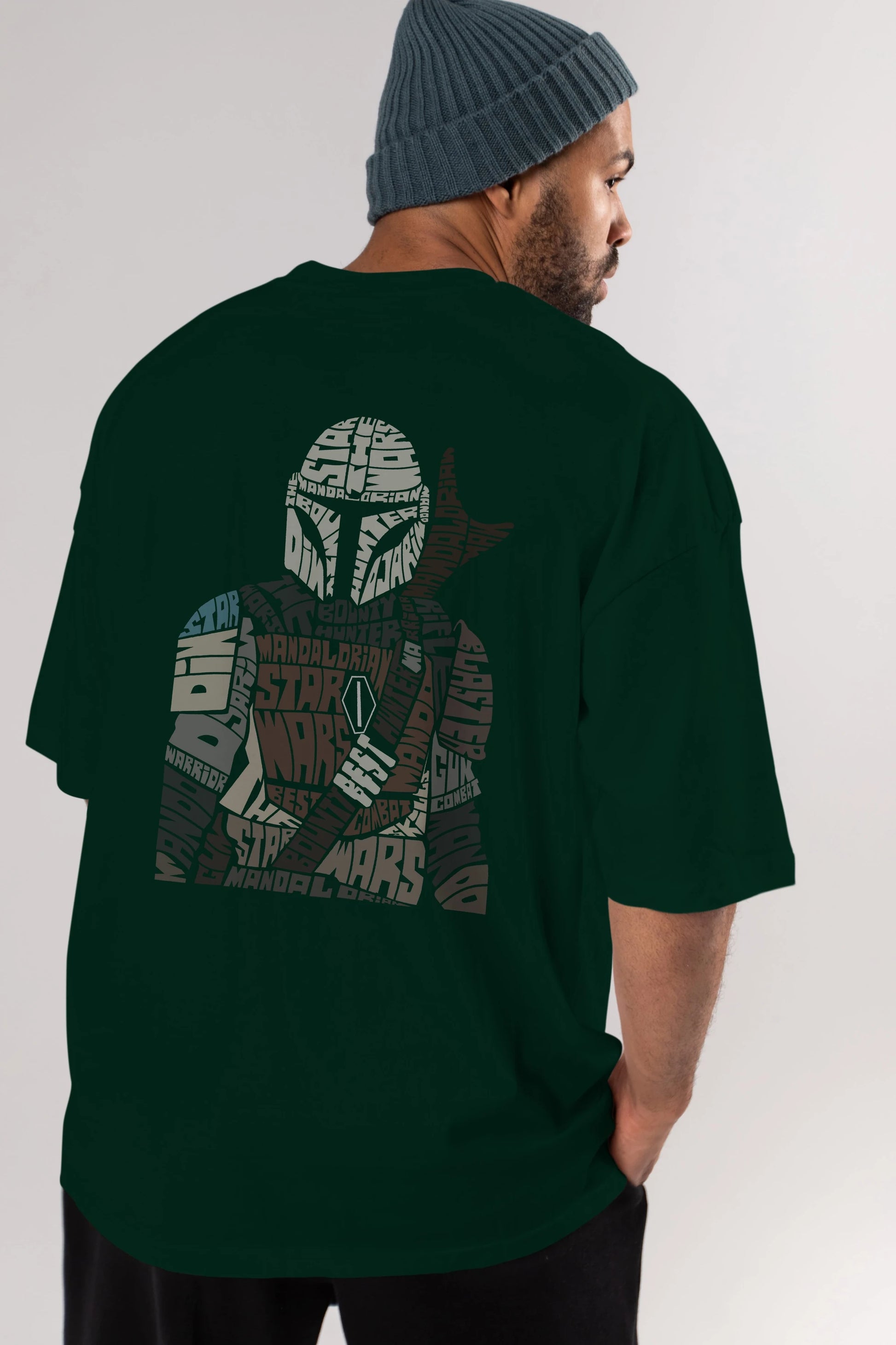 Mandalorian Arka Baskılı Oversize t-shirt %100 pamuk Erkek Kadın Unisex