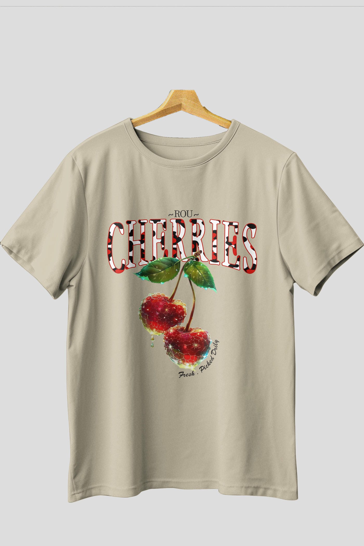 Cherry Cherries 7 Ön Baskılı Oversize t-shirt Erkek Kadın Pamuk Bisiklet Yaka tişort