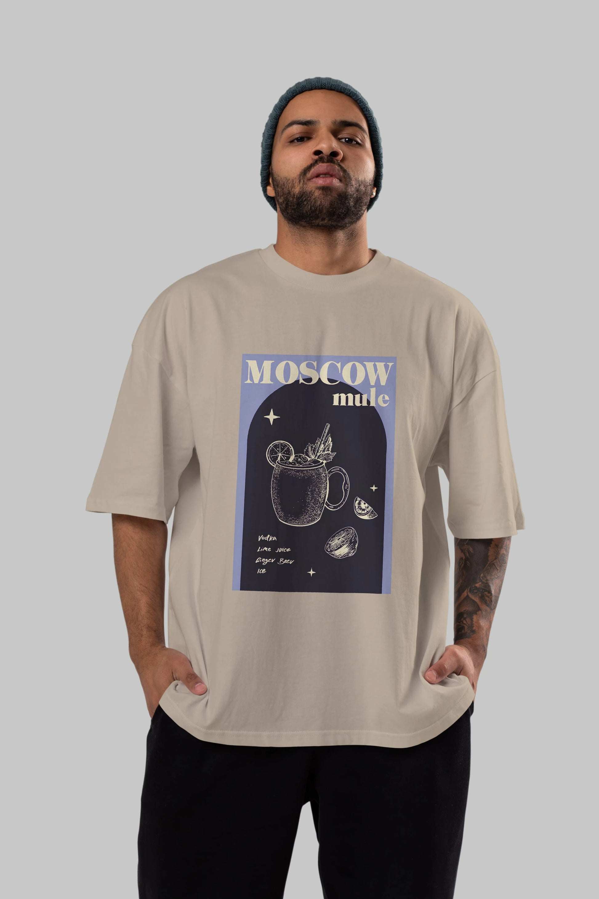 Moscow Mule Ön Baskılı Oversize t-shirt Erkek Kadın Unisex %100 Pamuk Bisiklet Yaka tişort