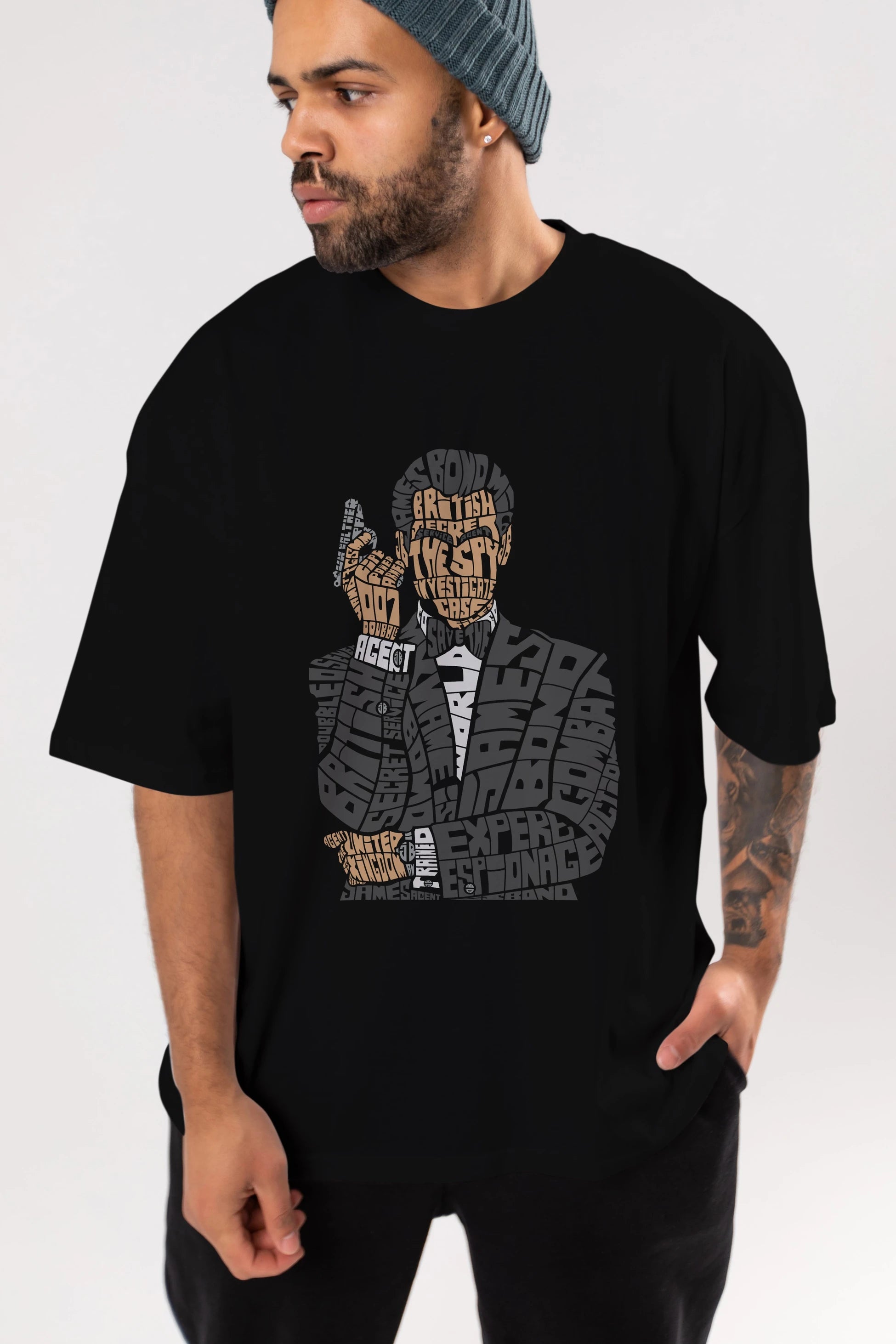 James Bond Ön Baskılı Oversize t-shirt %100 pamuk Erkek Kadın Unisex