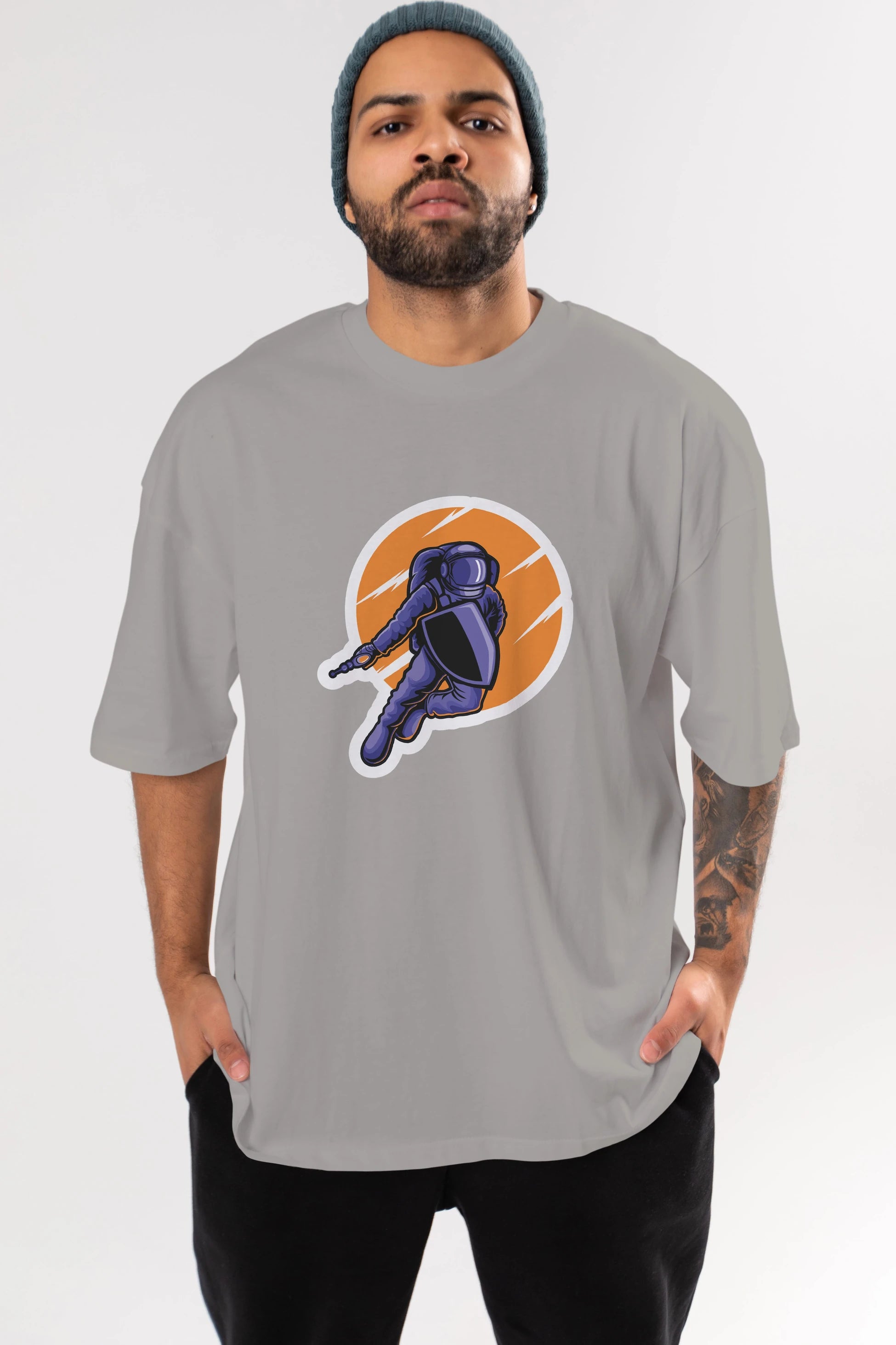 Astro Wars Sticker Ön Baskılı Oversize t-shirt Erkek Kadın Unisex