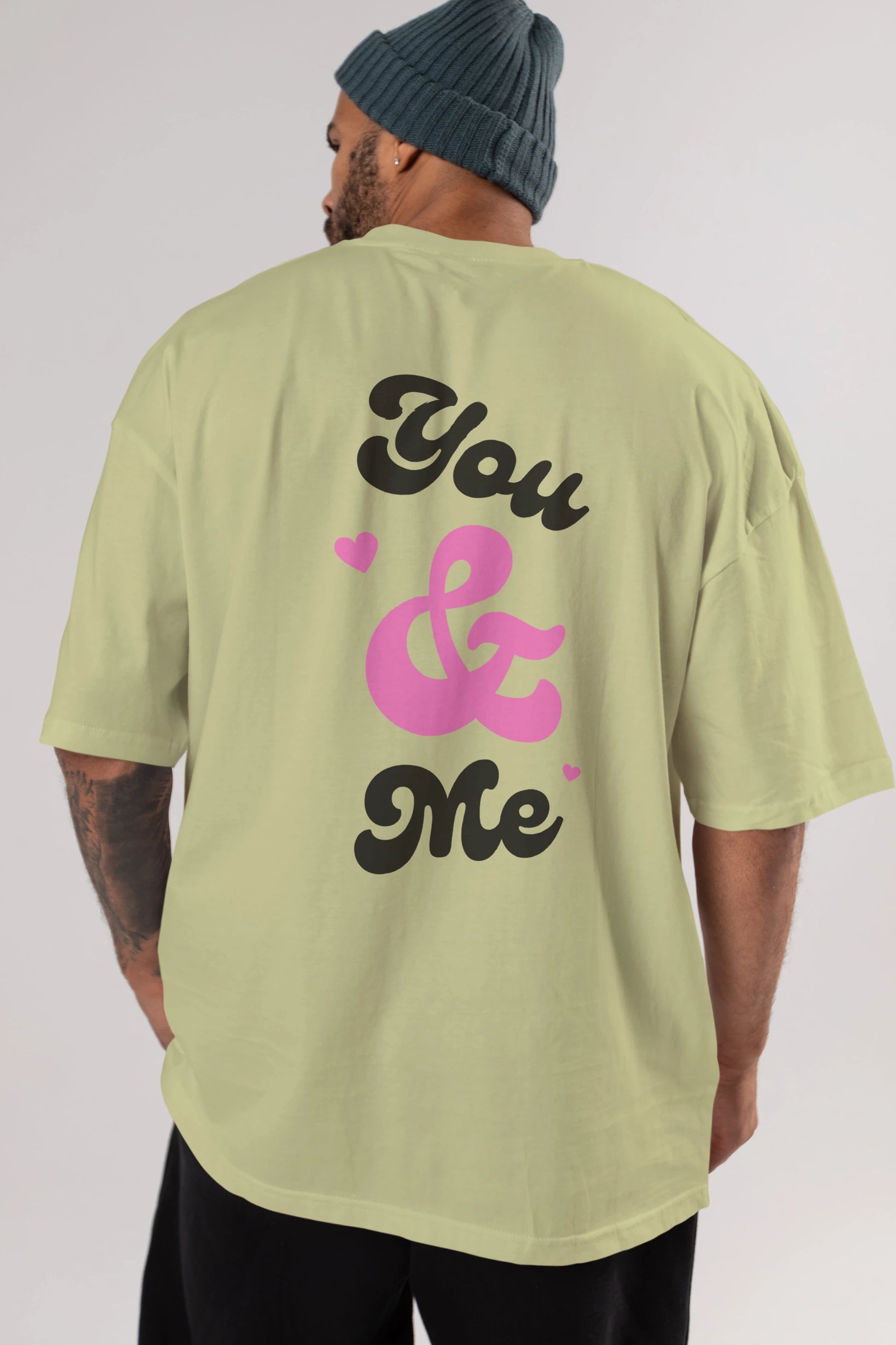 You and Me Yazılı Arka Baskılı Oversize t-shirt Erkek Kadın Unisex