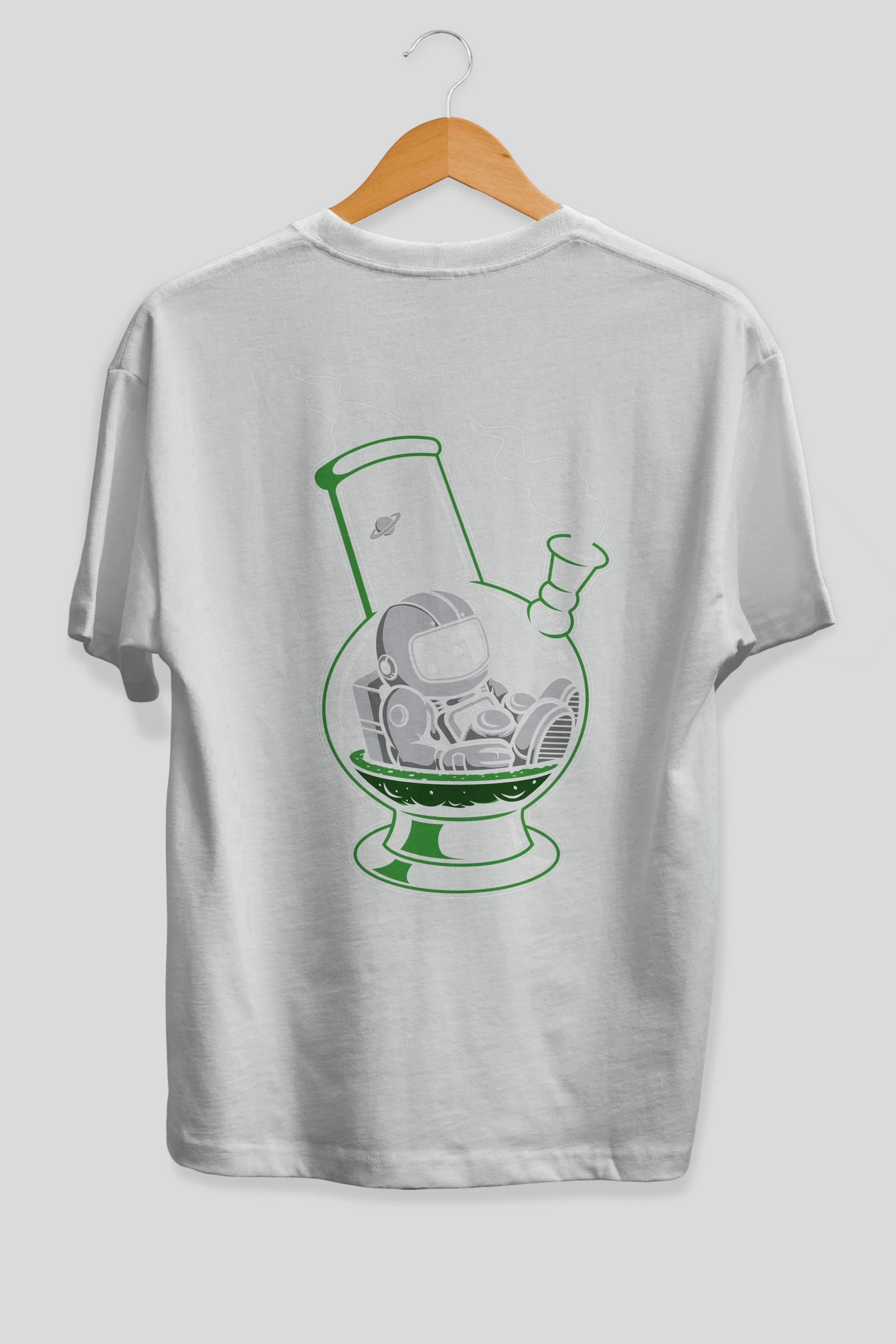 Astronaut Bong Arka Baskılı Oversize t-shirt Erkek Kadın Unisex