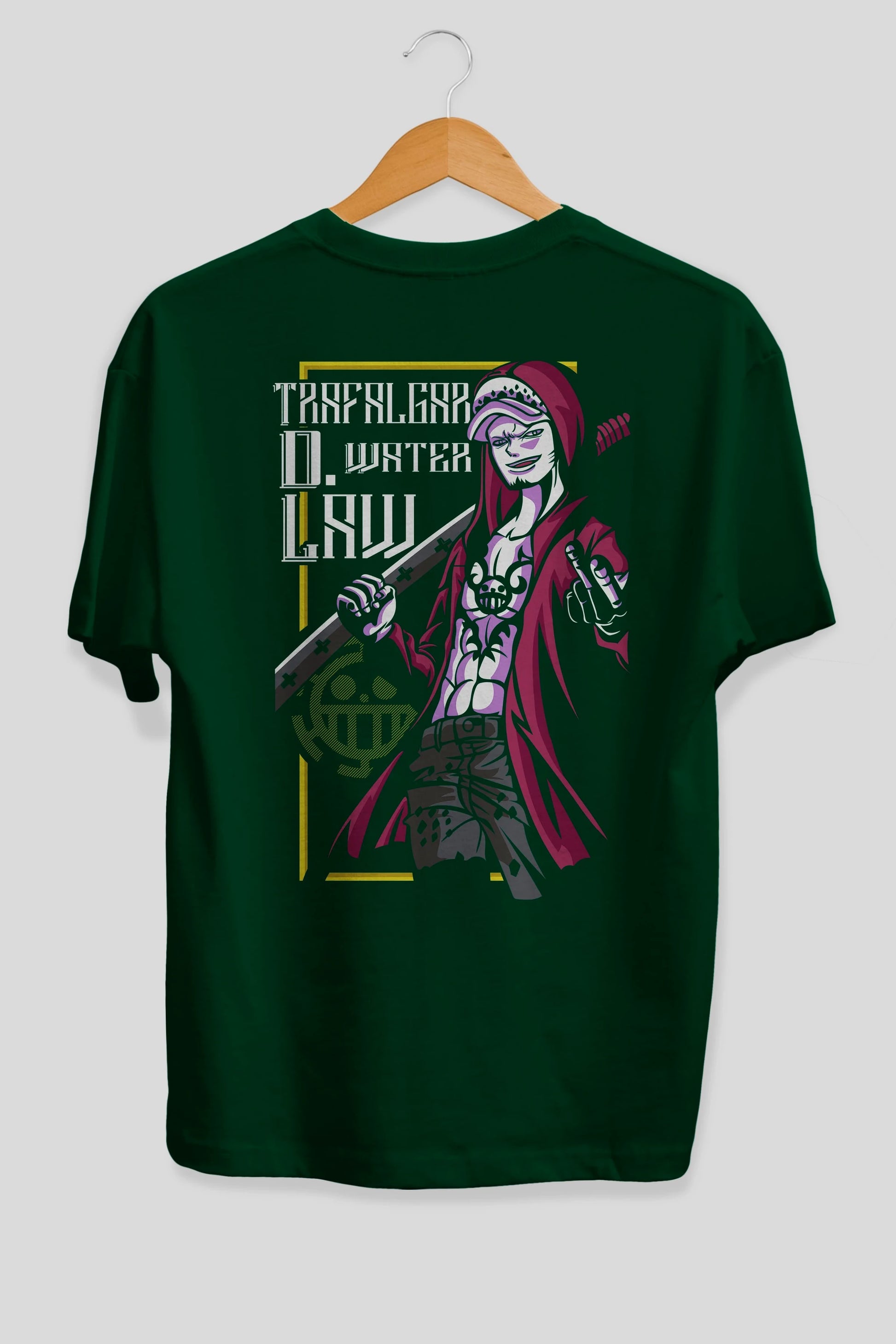 Trafalgar D. Water Law Anime Arka Baskılı Oversize t-shirt Erkek Kadın Unisex %100 pamuk tişort