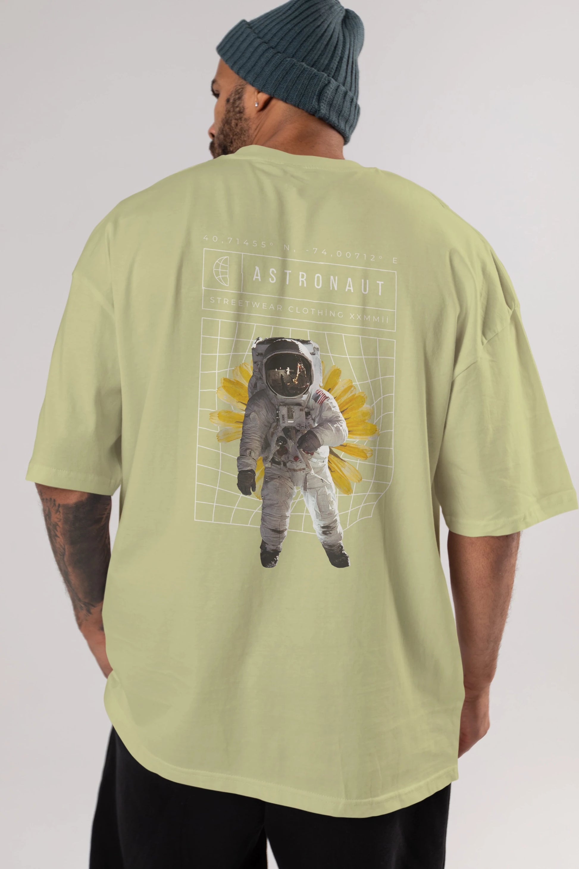 Astronaut Streetwear Arka Baskılı Oversize t-shirt Erkek Kadın Unisex