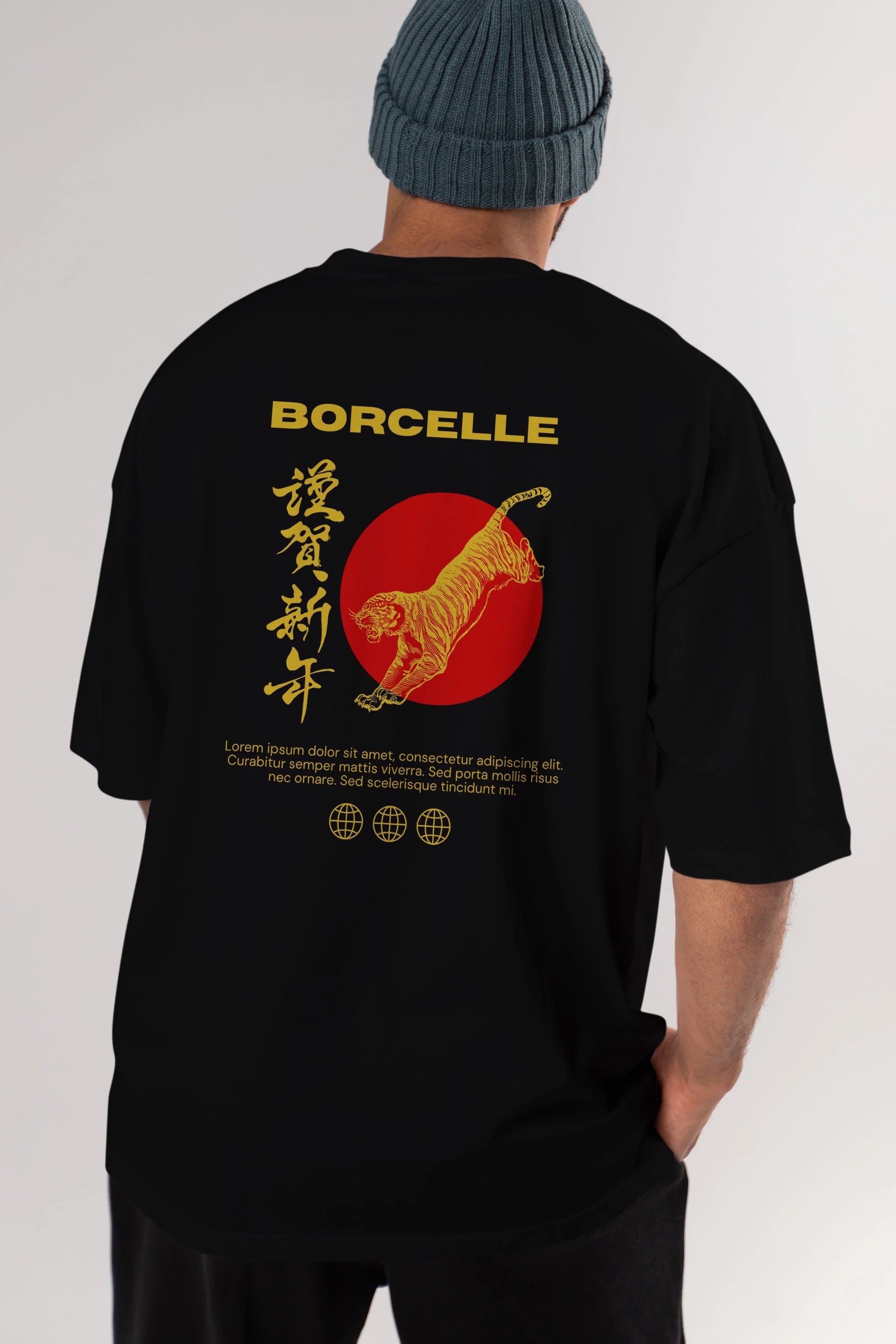 Borcelle Tiger Streetwear Arka Baskılı Oversize t-shirt Erkek Kadın Unisex