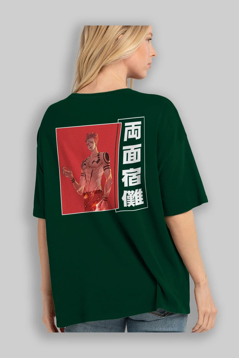 Sukuna Ryoumen 3 Anime Arka Baskılı Oversize t-shirt Erkek Kadın Unisex