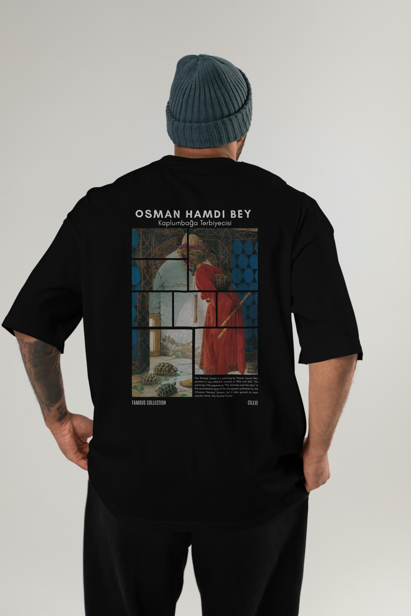 Osman Hamdi Bey Arka Baskılı Oversize t-shirt Erkek Kadın Bisiklet Yaka Pamuk tişort