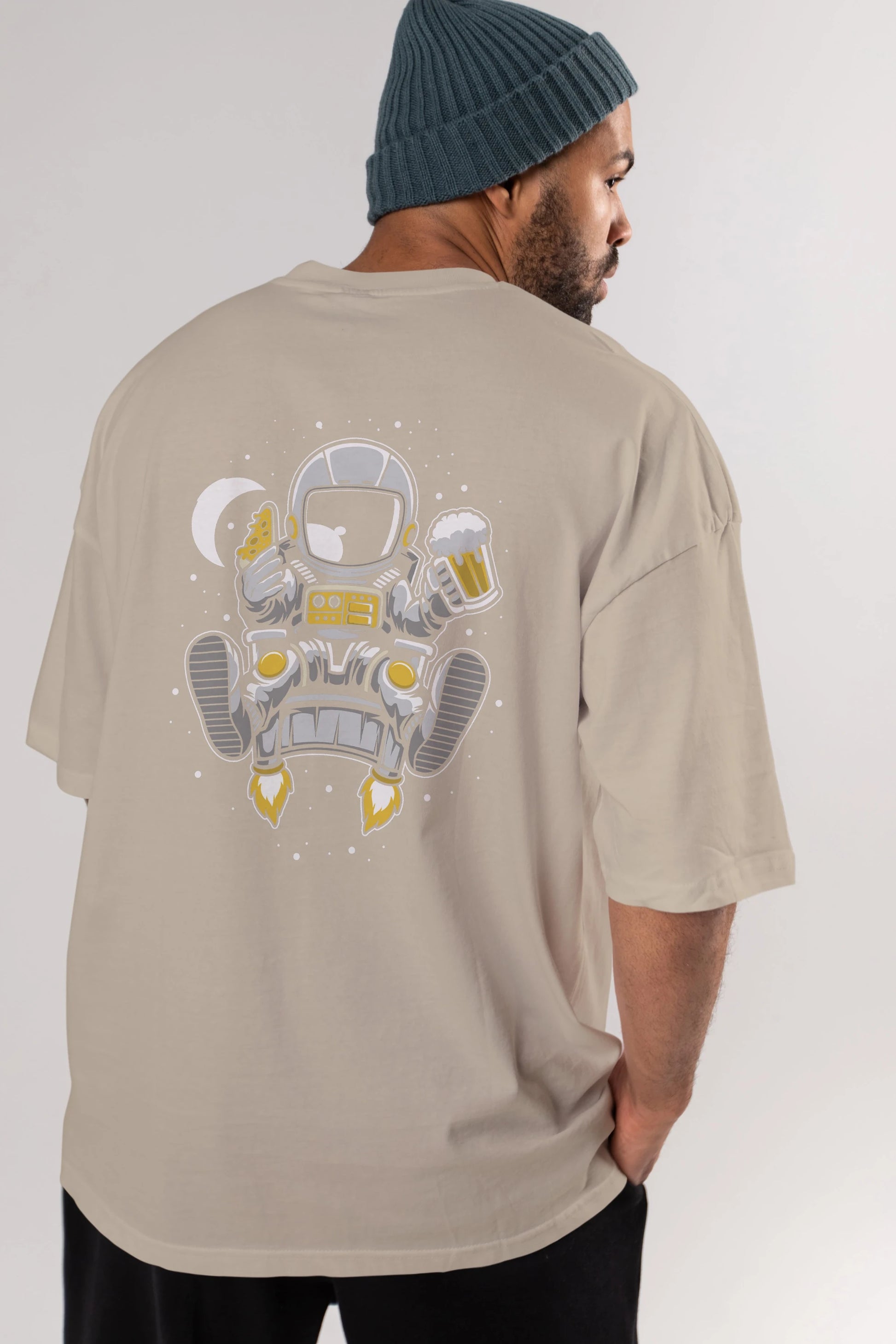 Astronaut Relax (2) Arka Baskılı Oversize t-shirt Erkek Kadın Unisex
