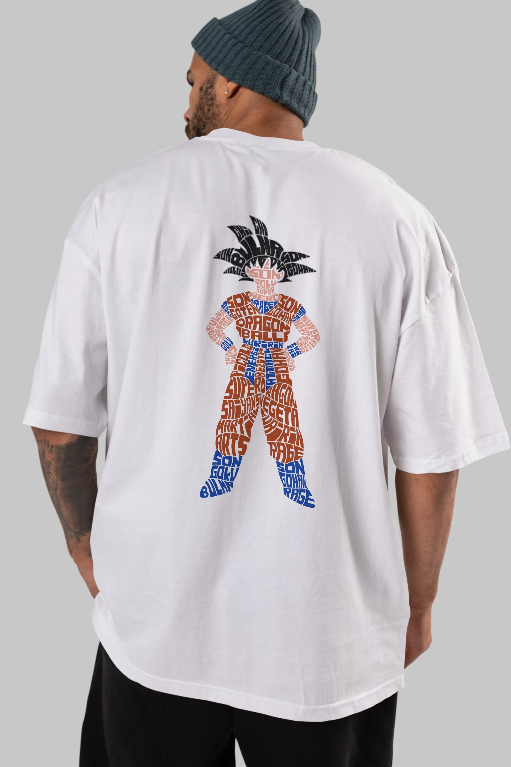 Goku Arka Baskılı Oversize t-shirt %100 pamuk Erkek Kadın Unisex
