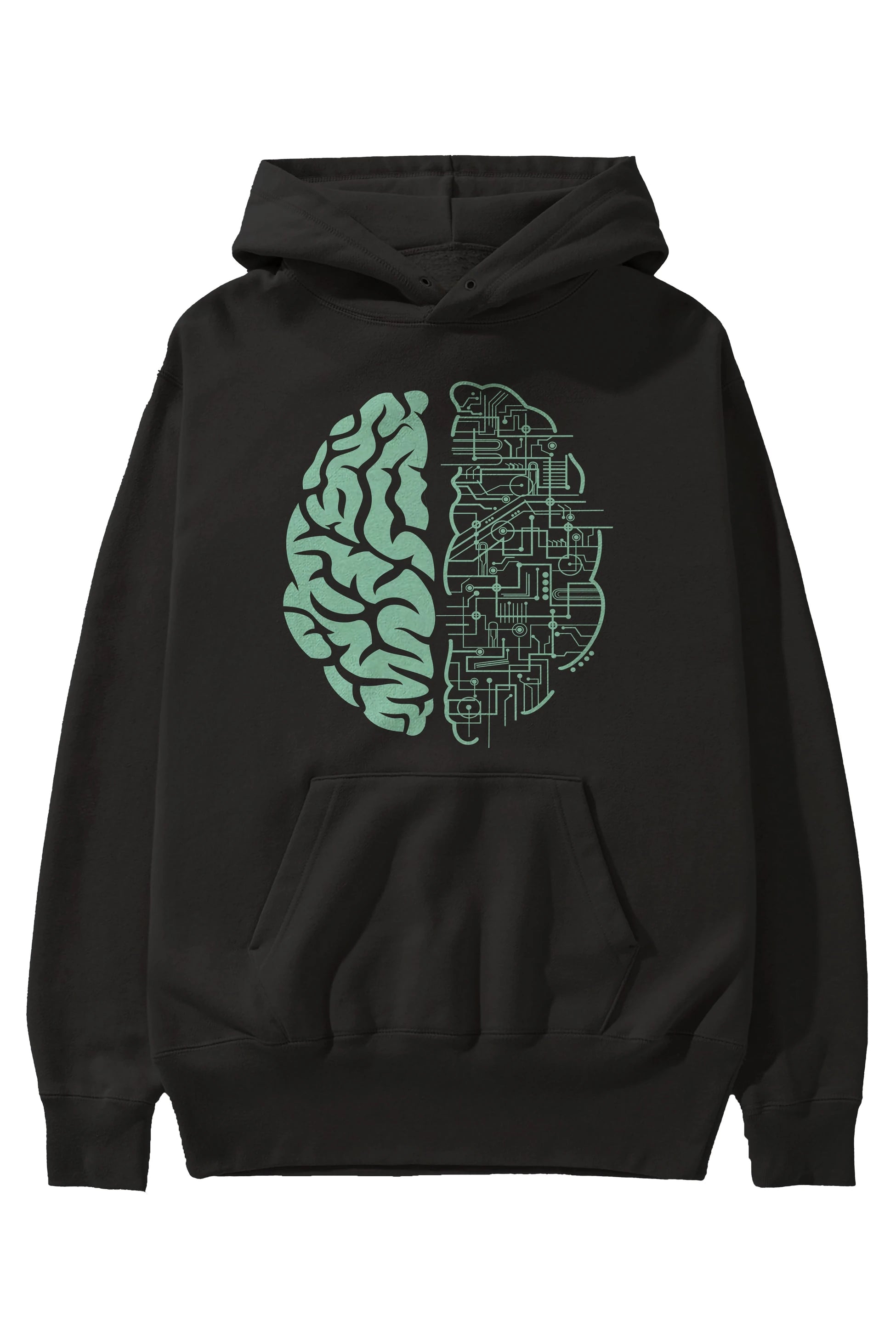 Electric Brain Ön Baskılı Hoodie Oversize Kapüşonlu Sweatshirt Erkek Kadın Unisex