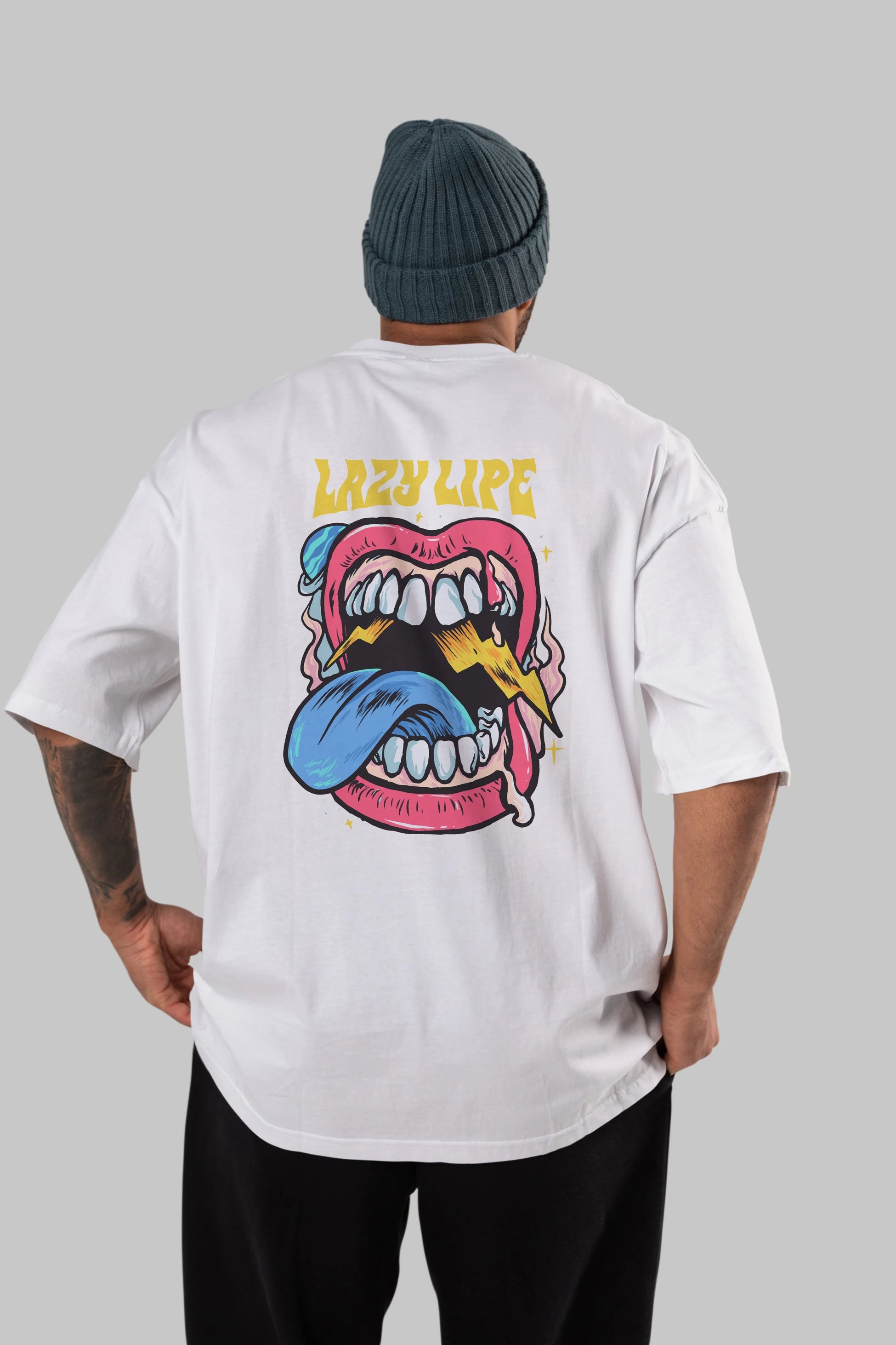 Lazy Lipe Arka Baskılı Oversize t-shirt Erkek Kadın Unisex